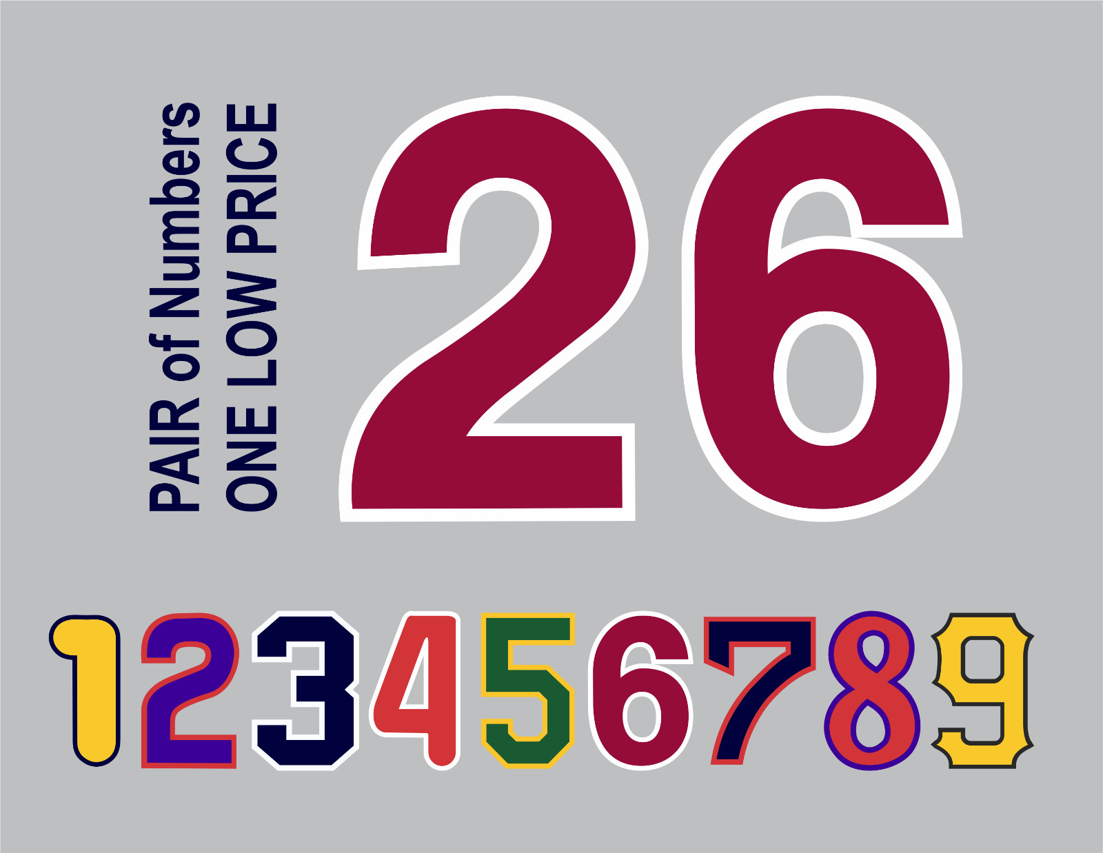 BLOCK Tackle Twill Authentic Jersey Numbers Like Cardinals Indians Mets Orioles