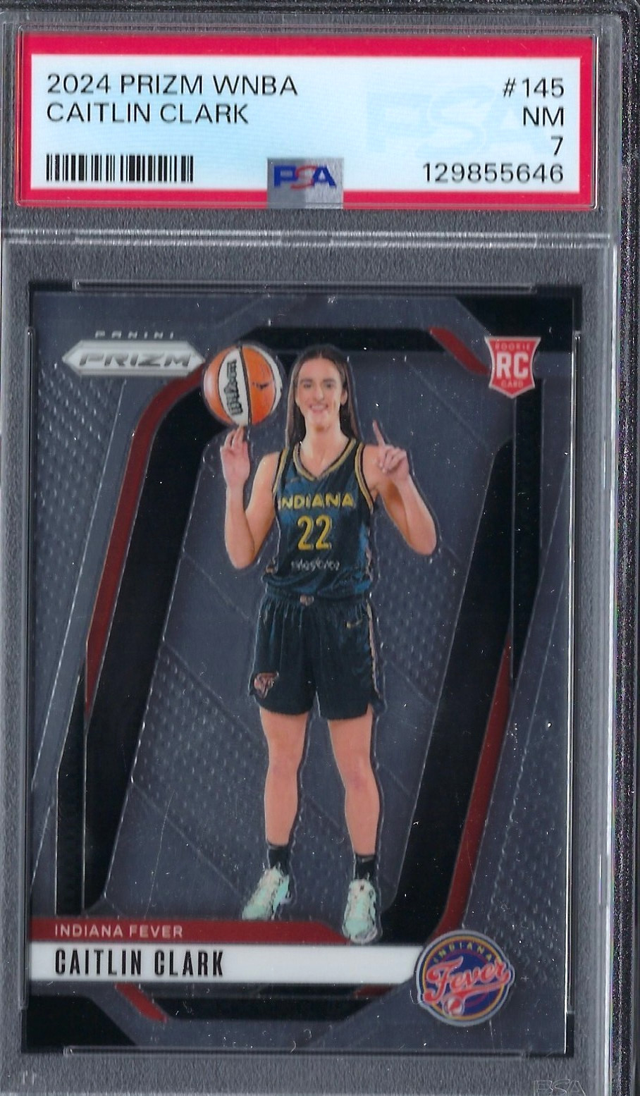 Caitlin CLARK 2024 Panini WNBA Prizm 145 Rookie RC PSA 7 Indiana Fever HOT!