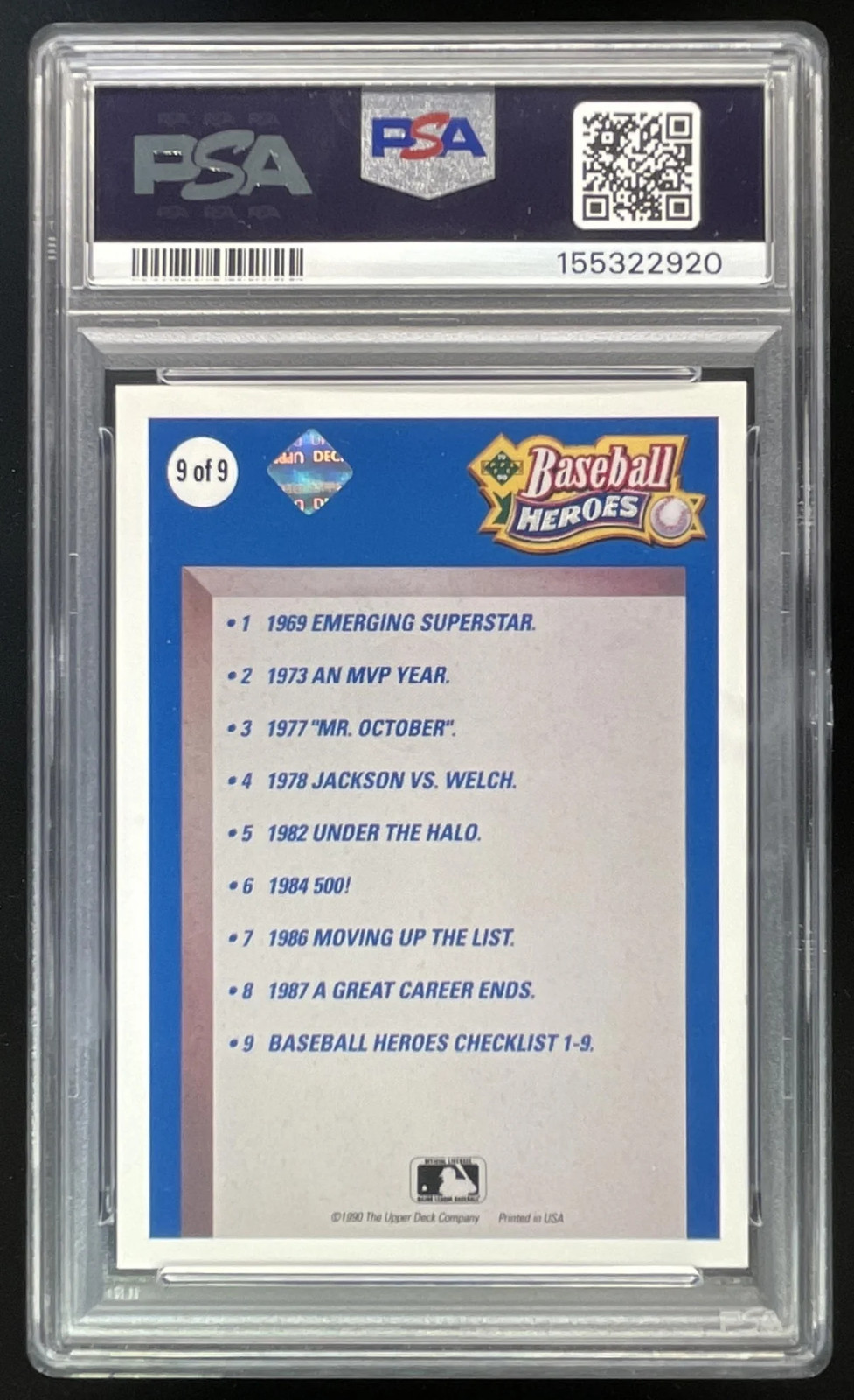 1990 Upper Deck Baseball Heroes Autograph #9 Reggie Jackson Auto /2500 PSA 6