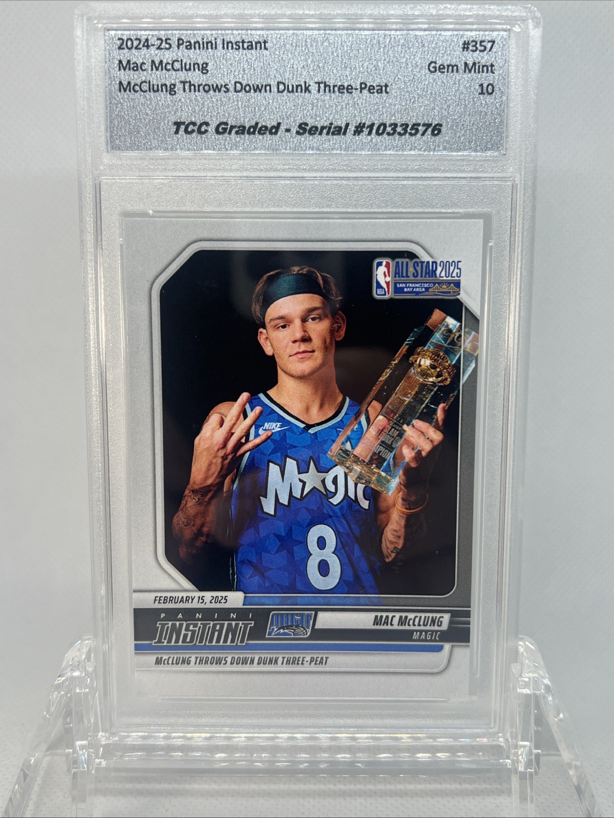 2024-25 Panini Instant Mac McClung Slam Dunk Champion TCC Graded Gem Mint 10