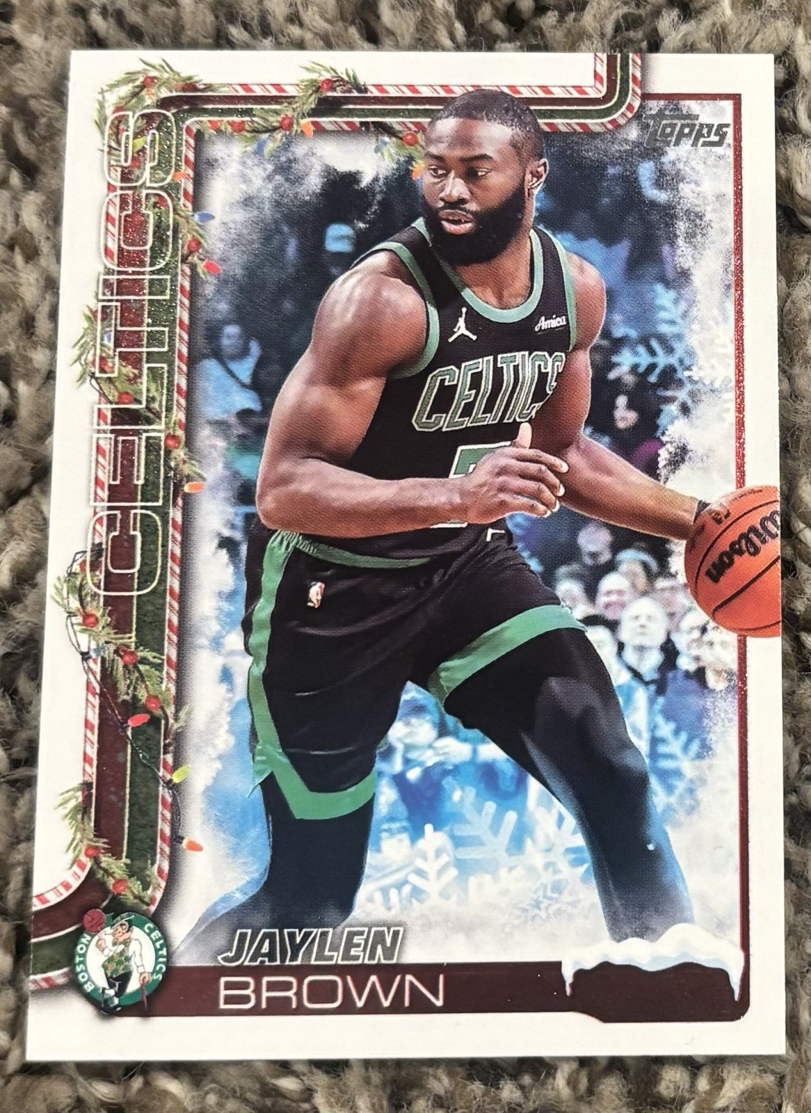 2025-26 Topps Holiday Jaylen Brown Snow Image Variation SP #SSV-JT Celtics