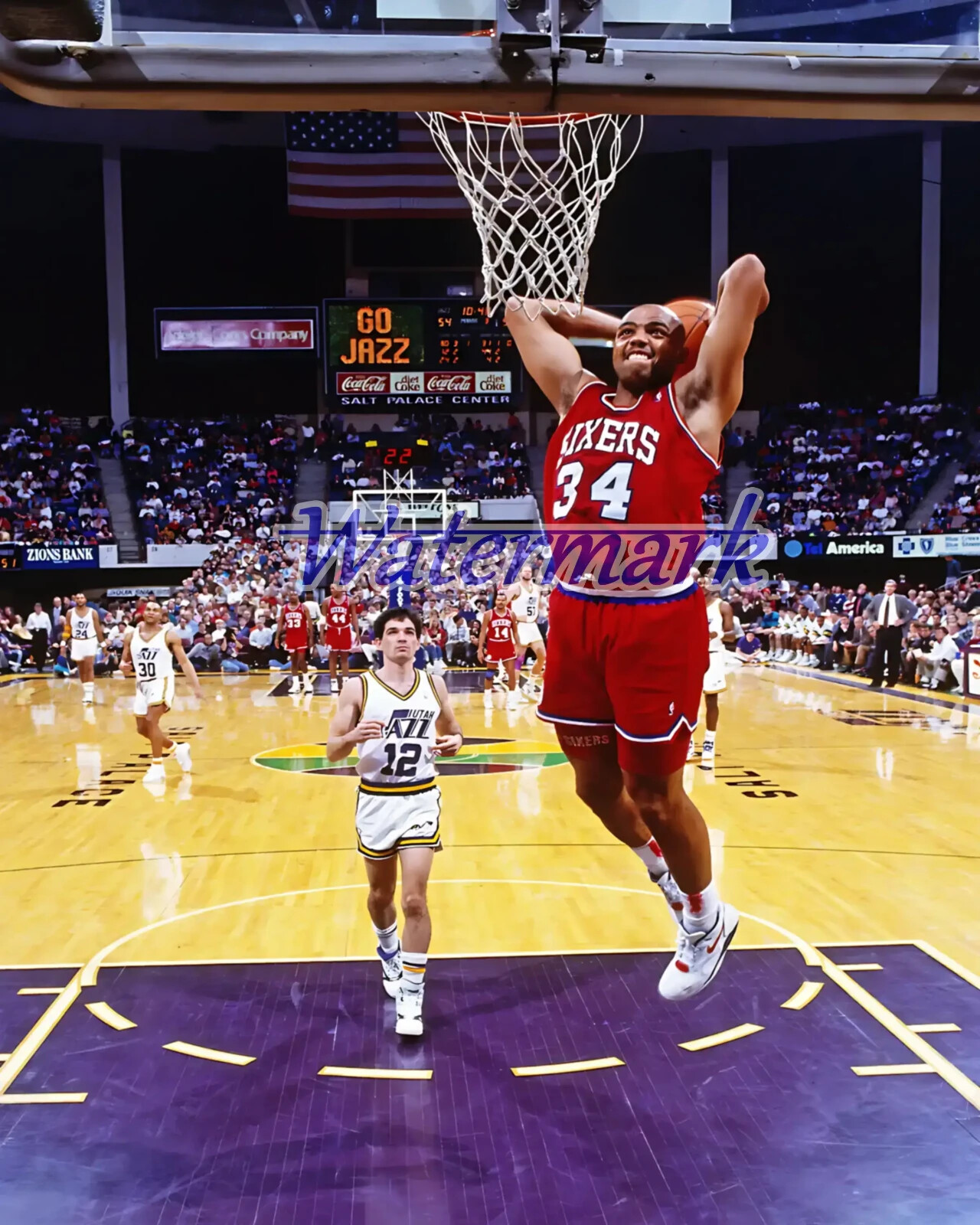 NBA Philadelphia 76ers Charles Barkley Slam Dunk Color 8 X 10 Photo Picture