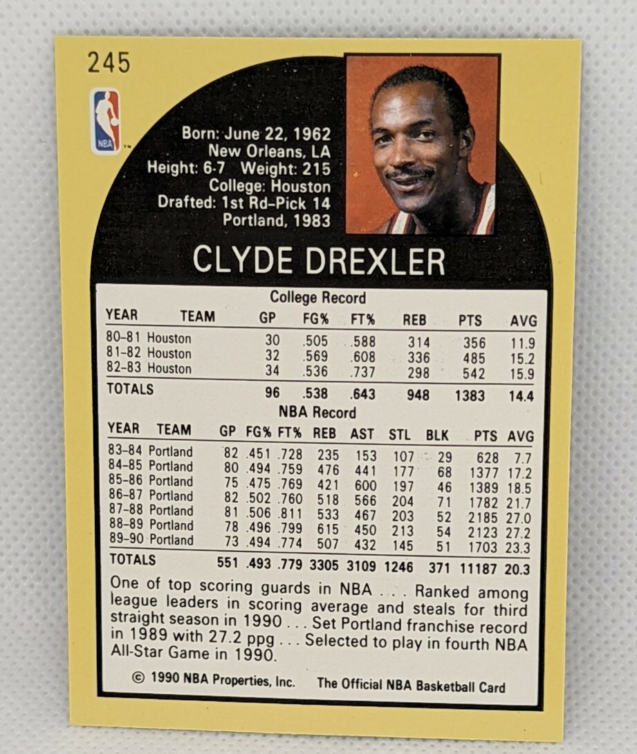 Clyde Drexler 1990-91 NBA Hoops #245 Portland Trail Blazers