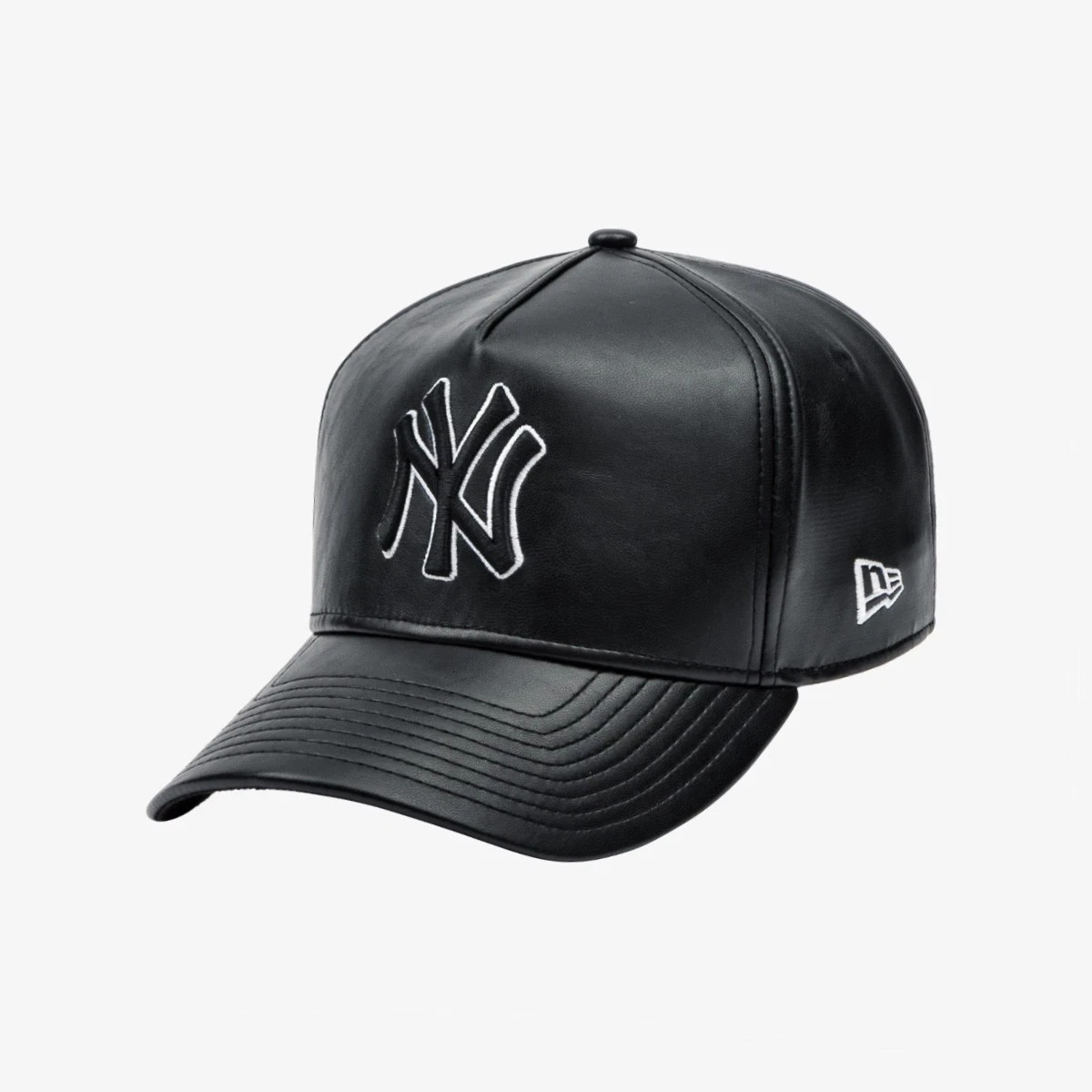 New Era MLB New York Yankees Synthetic Leather A-frame Ball Cap, Black NWT