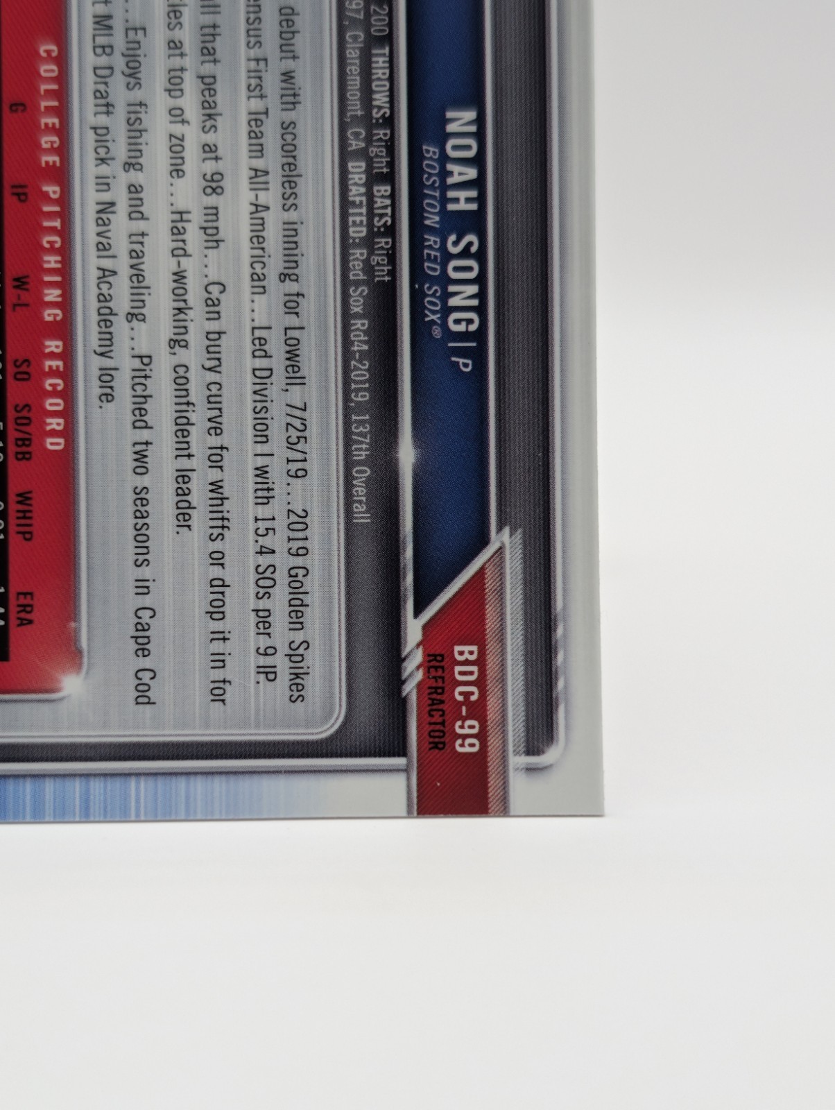 2019 Bowman Draft – Chrome Noah Song 1st Prospect #BDC-99 Refractor (RC)