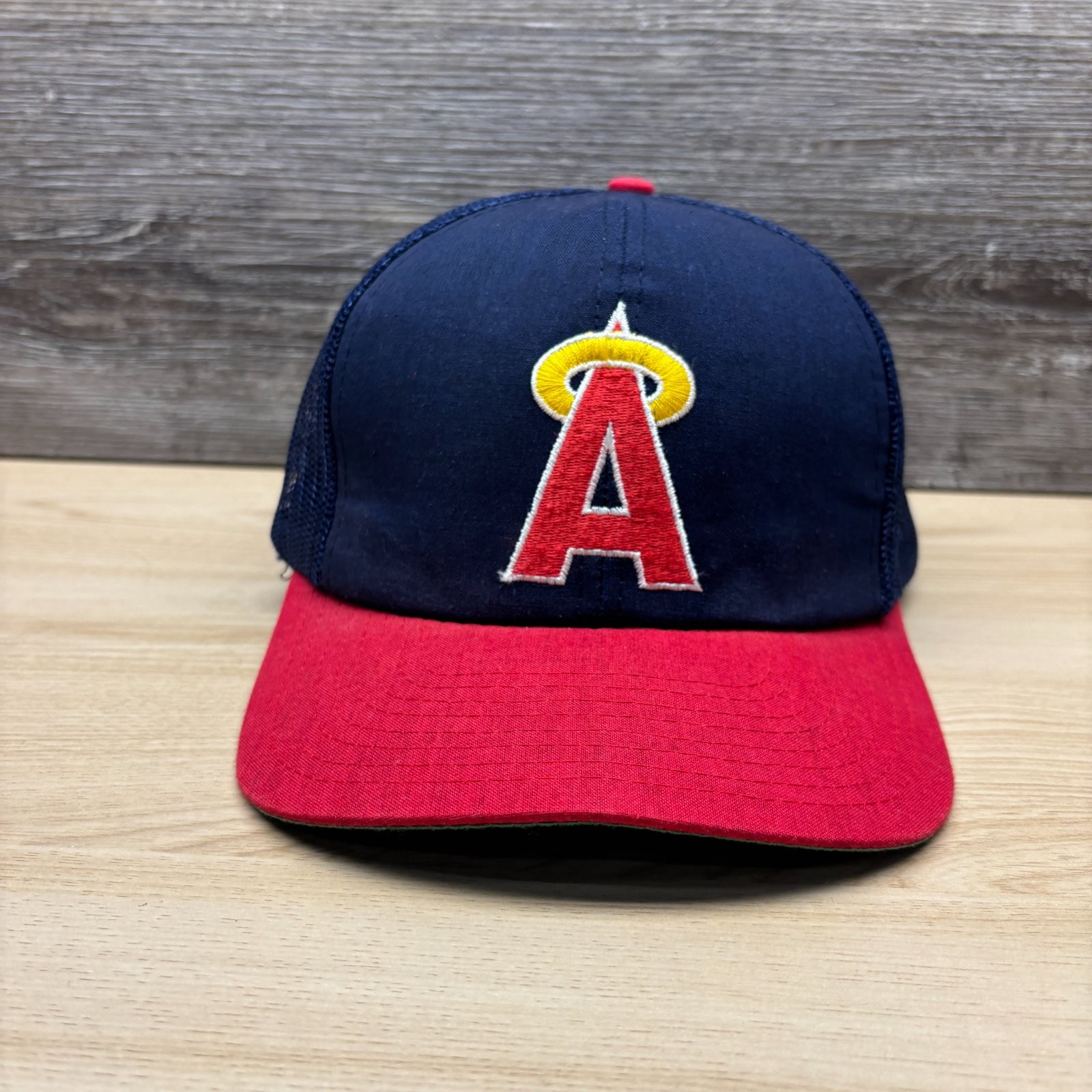 Vintage Anaheim Angels Hat Cap Snap Back Blue Red Trucker MLB Baseball 90s