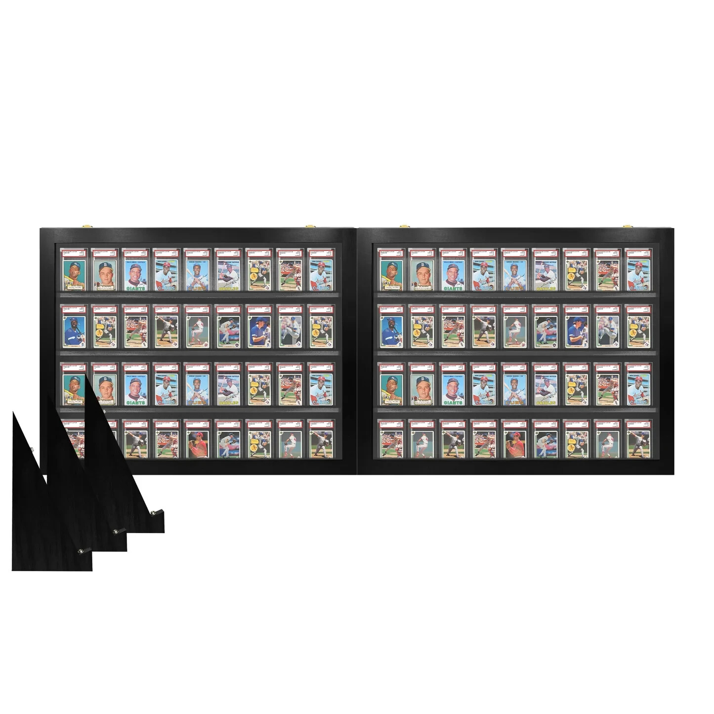 Graded Trading Card Display Case 72 PSA Slabs Tabletop USA Sport Wood Show Stand