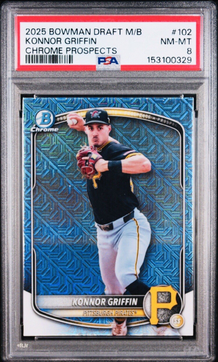 2025 Bowman Chrome Mega Box Chrome Prospects Konnor Griffin 102 PSA 8