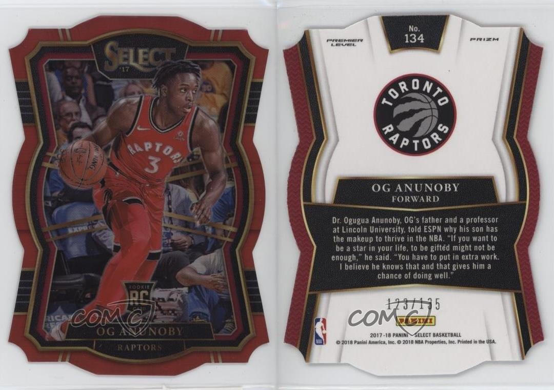 2017 Select Premier Level Red Die-Cut Prizm /135 OG Anunoby #134 Rookie RC 05is