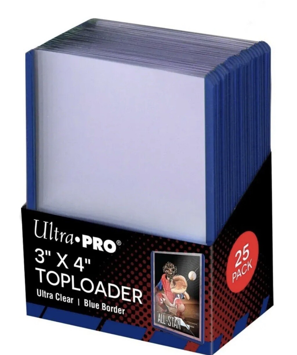 Ultra Pro 3X4 Blue BORDER Standard Toploaders 35pt 2 Packs of 25, 50 Total