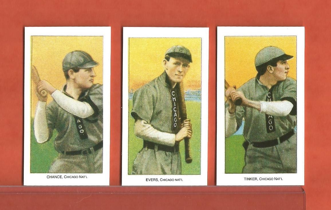Johnny Evers Joe Tinker Frank Chance Cubs Lot (3) 1988 CCC Tobacco Cards