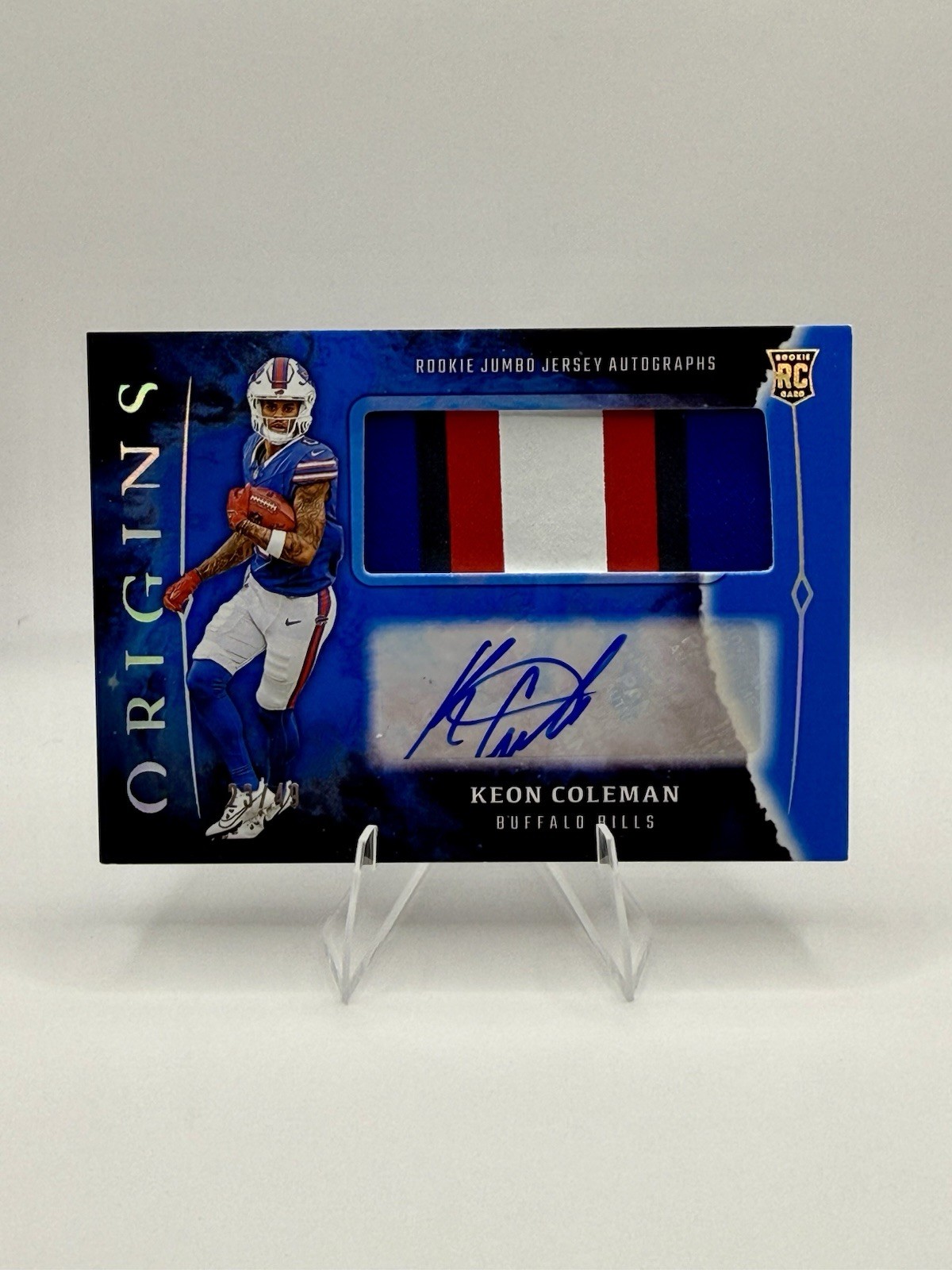 2024 Origins Rookie Jumbo Jersey 4 Color Patch Auto Keon Coleman Blue RPA /49!