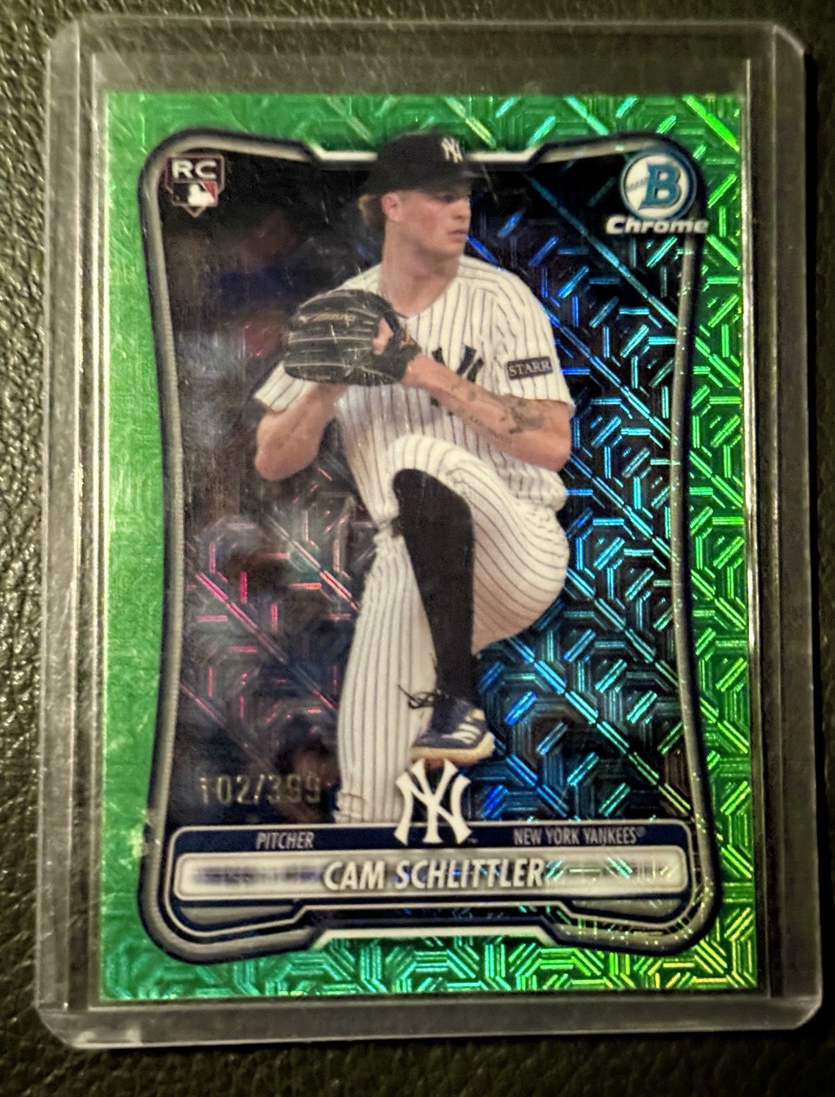 2026 Bowman – Cam Schlittler #53 Neon Green Mojo Refractor /399 (RC) Yankees