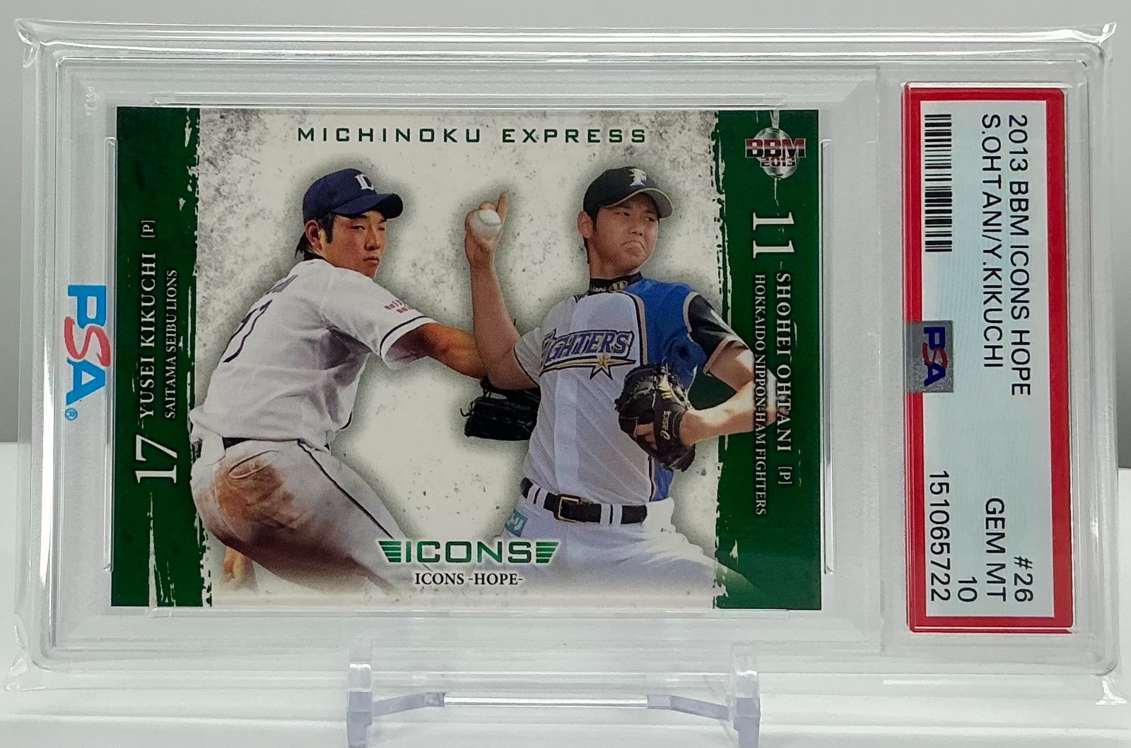 SHOHEI OHTANI 2013BBM ICONS HOPE #26 PSA10!GEMMINT!ROOKIE CARD!LOWPOP!