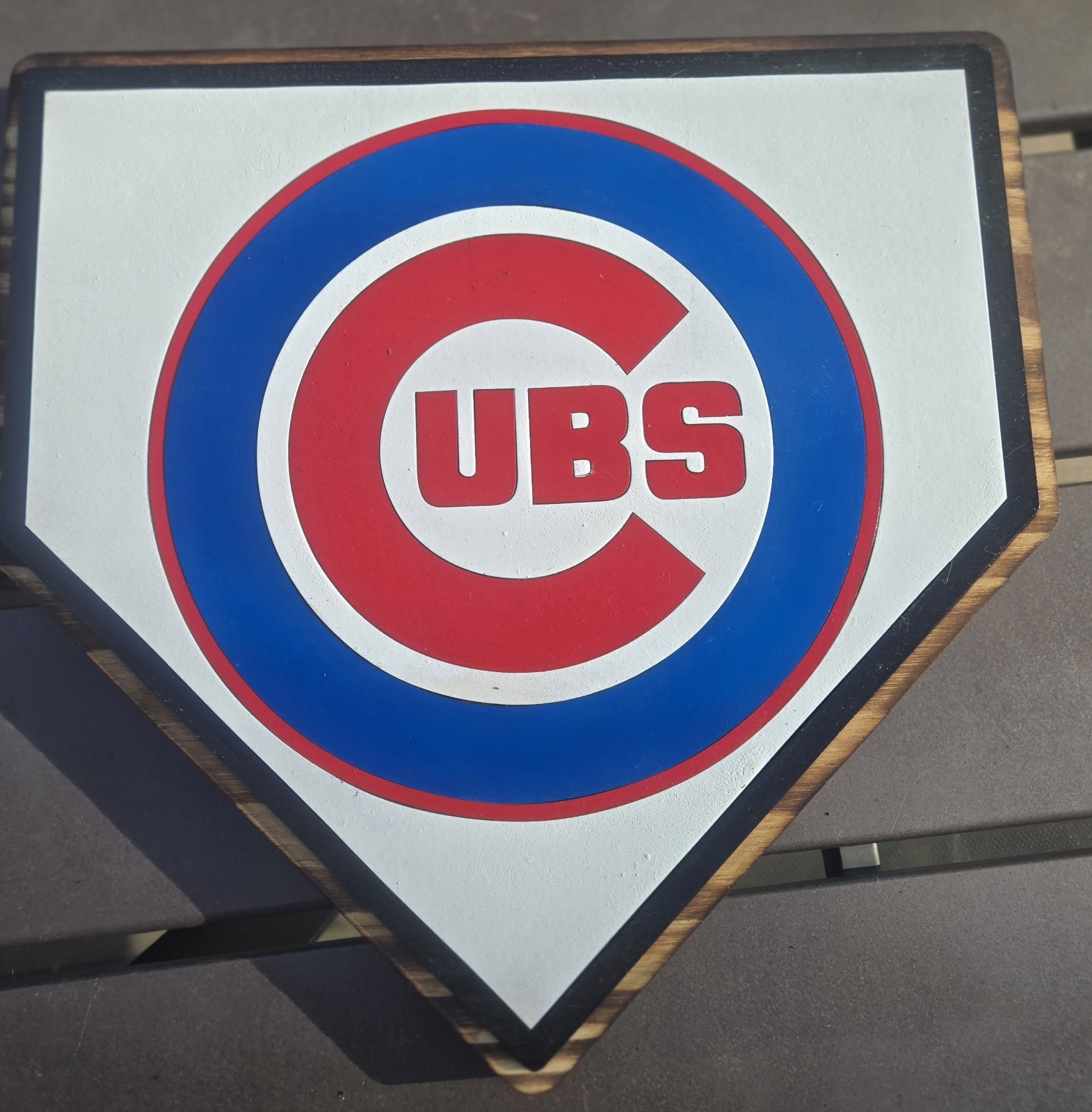 12″ Handmade Wooden Chicago Cubs Homeplate Sign