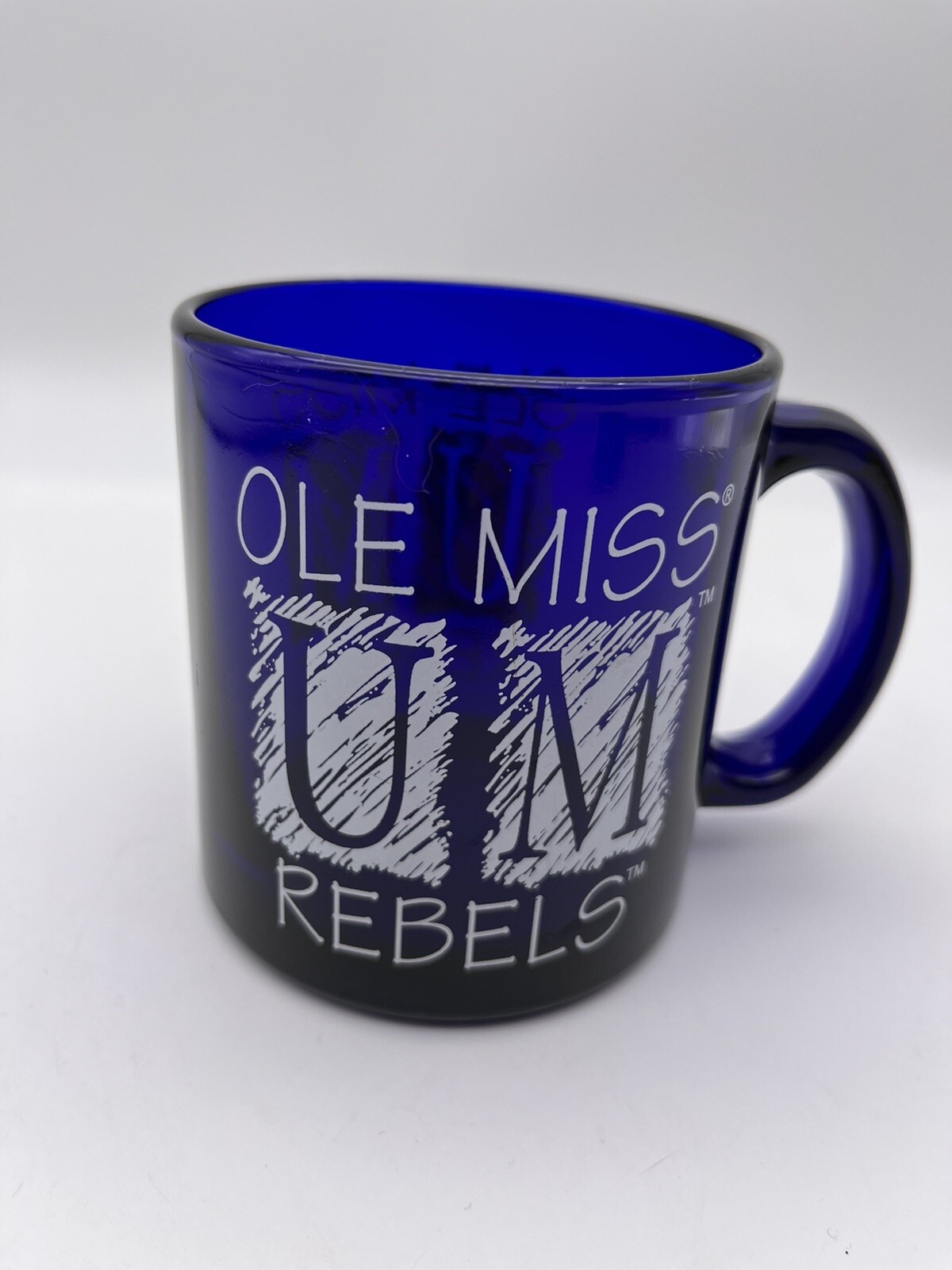 Vintage OLE MISS Rebels Cobalt Blue Mug Mississippi EUC 3.5” W X 3.75” H