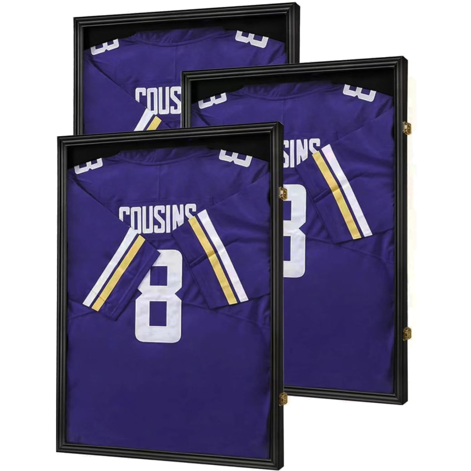 Jersey Display Case 3 Pack Large Shadow Box Lockable UV Protection Black Frame