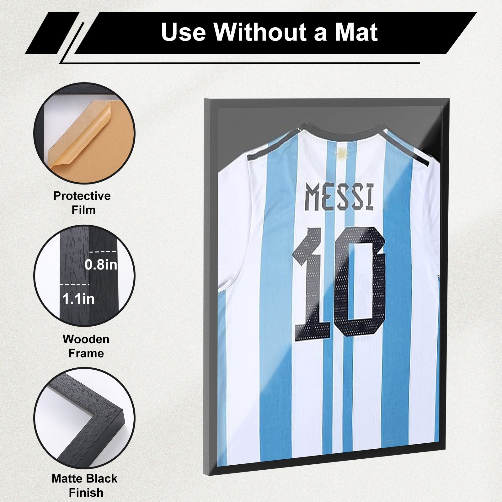 Jersey Display Case with Photo Slots, UV Protection Shadow Box for Sports (1P)