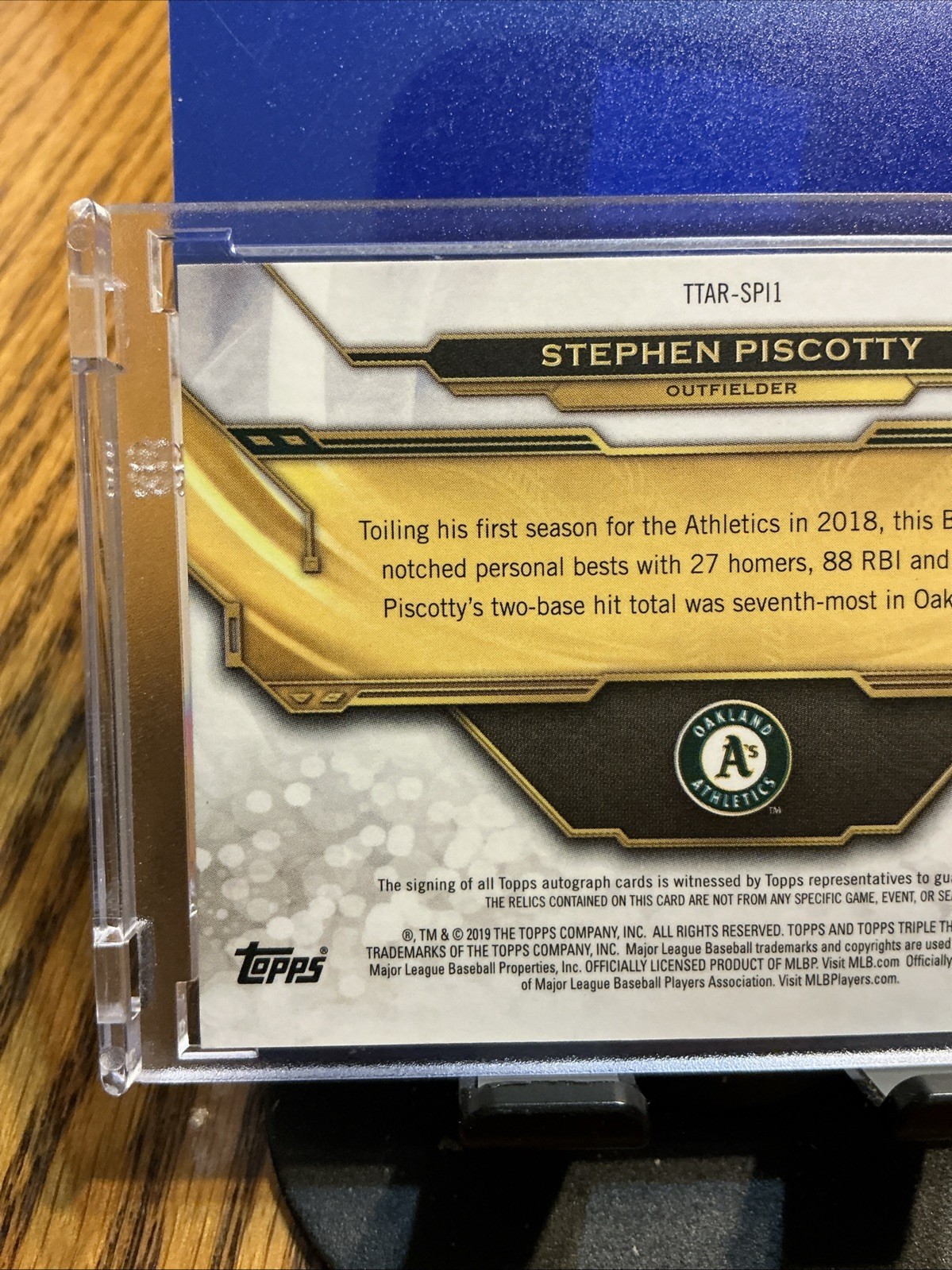 2019 Topps Triple Threads Auto Relics Blue 1/3 Stephen Piscotty #TTAR-SPI1 Auto
