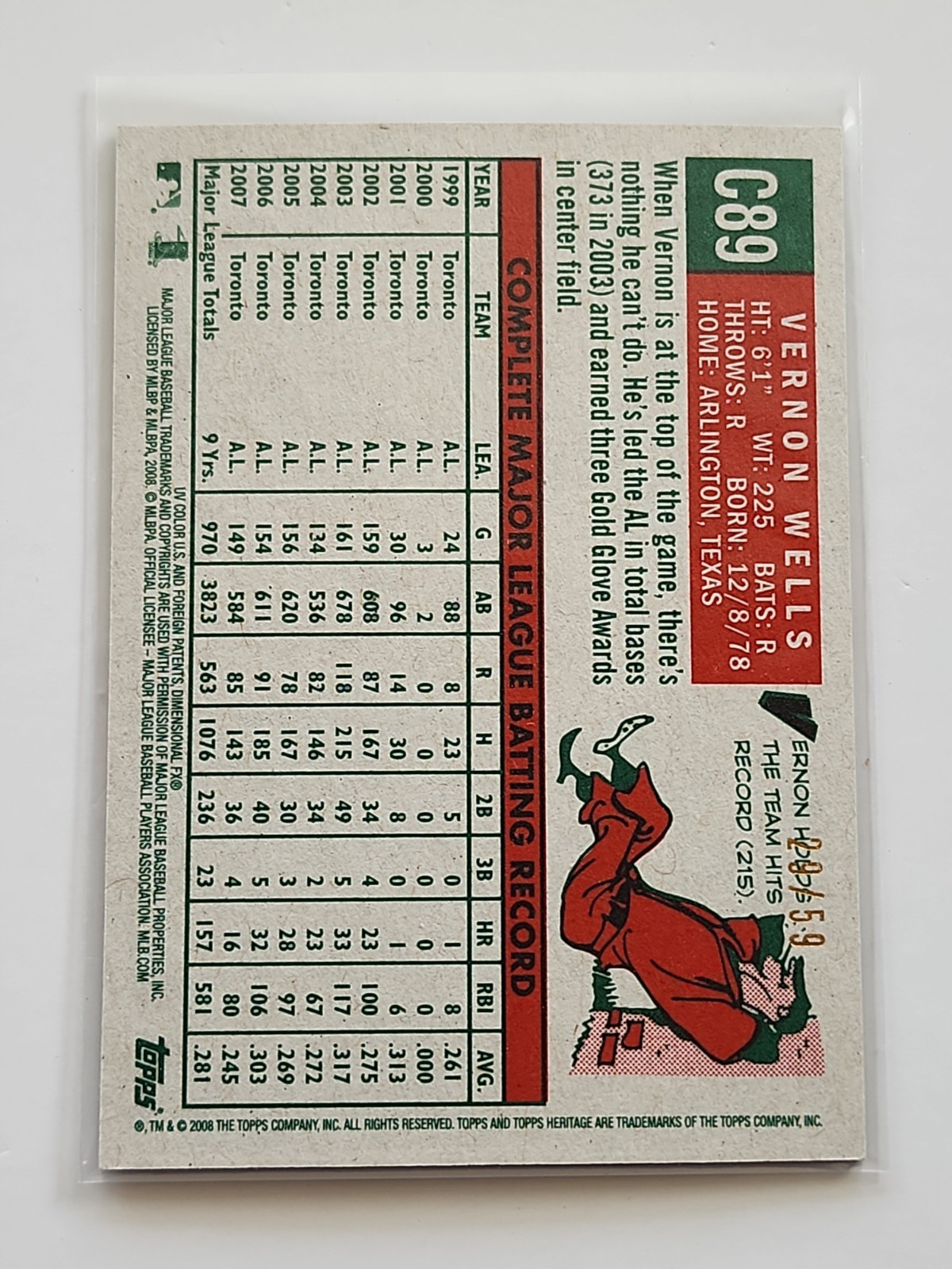 2008 Topps Heritage – Chrome Vernon Wells #C89 Black Border Refractor /59