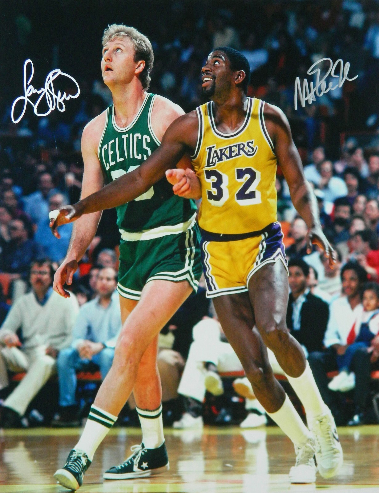 Larry Bird and Magic Johnson Reproduction signed archival quality photo