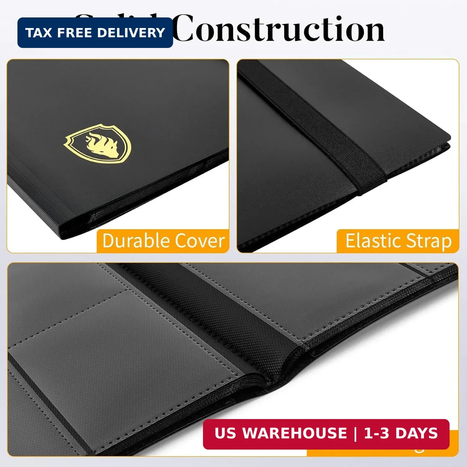 Fabmaker Card Binder Heavy Duty Side-loading Sturdy Black Fits Game Sport Cards
