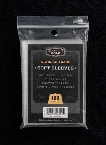 Cardboard Gold Soft Card Penny Sleeves Standard Size Trading Cards (100 Per Pack