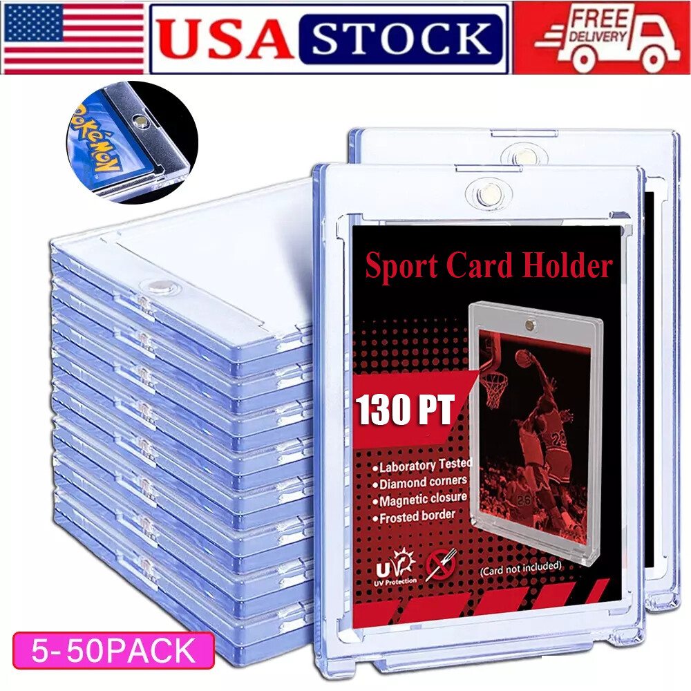 5-50 Pack Magnetic Trading Sports Card Holders 130PT One-Touch UV Protection US