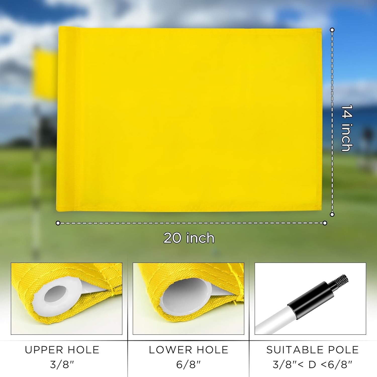 Lightweight 420D Nylon Golf Flag with Sleeve – 20″L x 14″H for Easy Setup