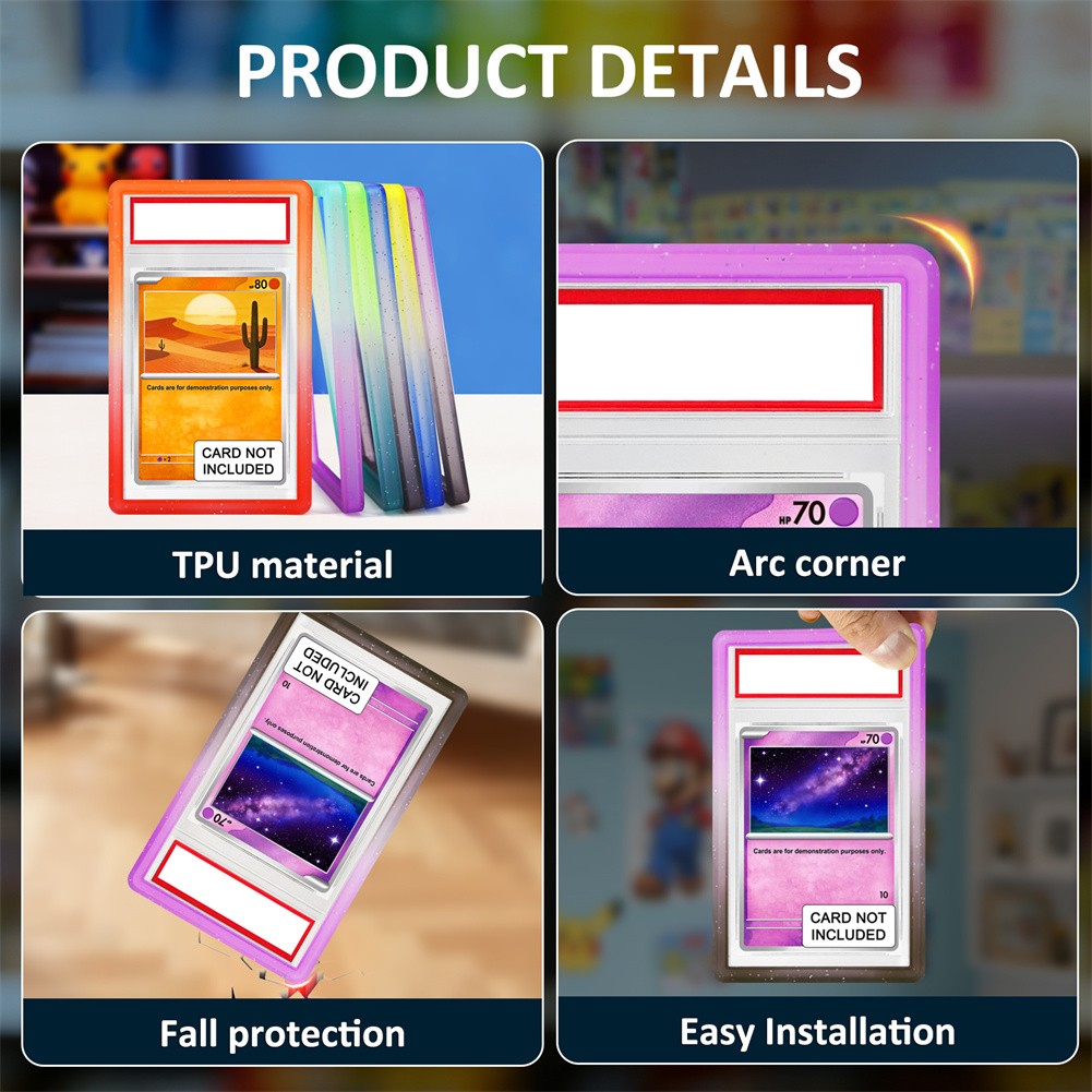 6-30pcs TPU Gradient Slab Bumper Guard Edge Protector Frame For PSA Graded Cards