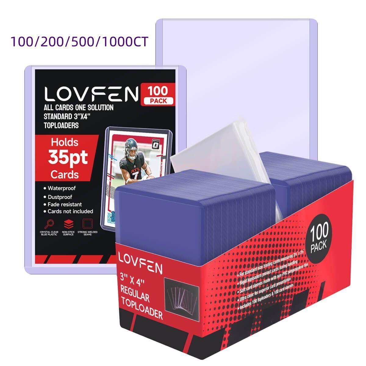 100/200/500/1000CT Standard 3″x4″ Toploaders & Soft Sleeves For 35pt Cards