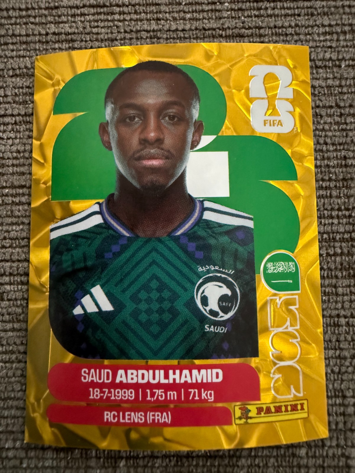 2026 Panini World Cup Gold Crumple Stickers RSA SCO SEN SUI SWE TUR URU USA UZB