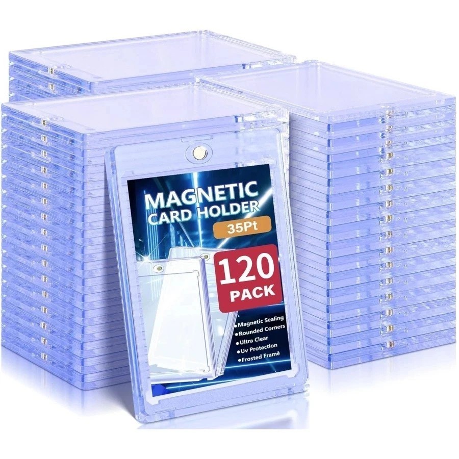 120 Pack Magnetic Card Holder 35PT U-V Protection Hard Trading Game Card Case