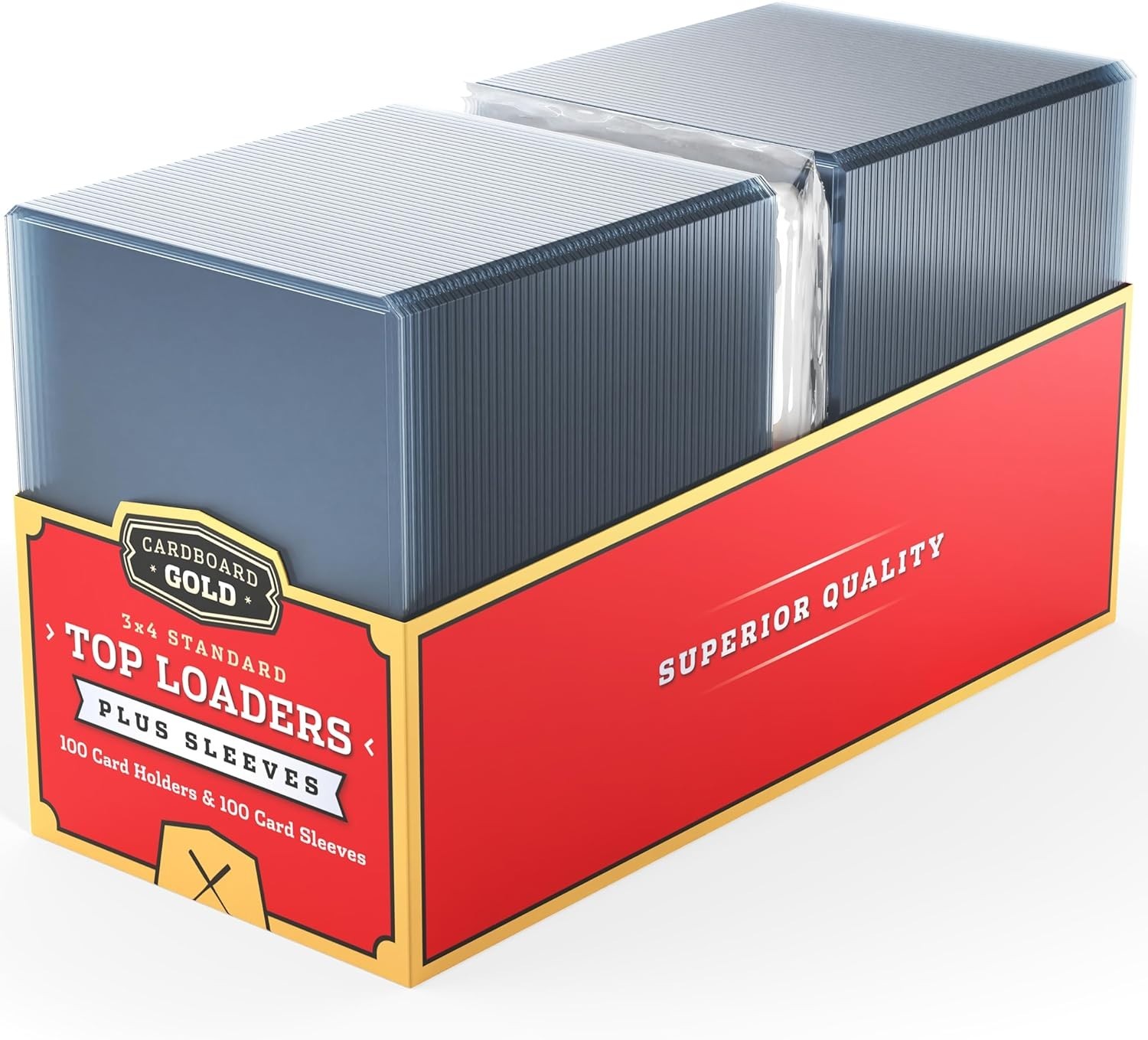 Cardboard Gold 35pt Card Top Loaders with Soft Sleeves – 100 200 500 1000