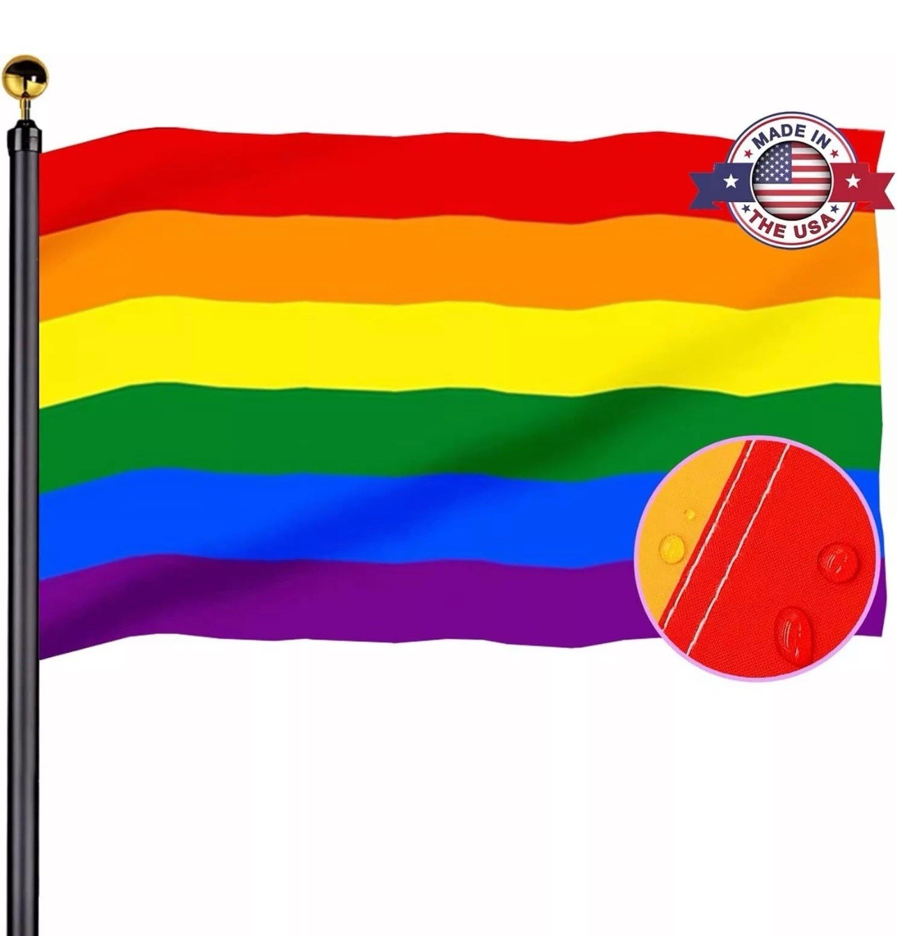 LGBTQ Rainbow Gay Pride Flags 3×5 Outdoor Made in USA- Banner…