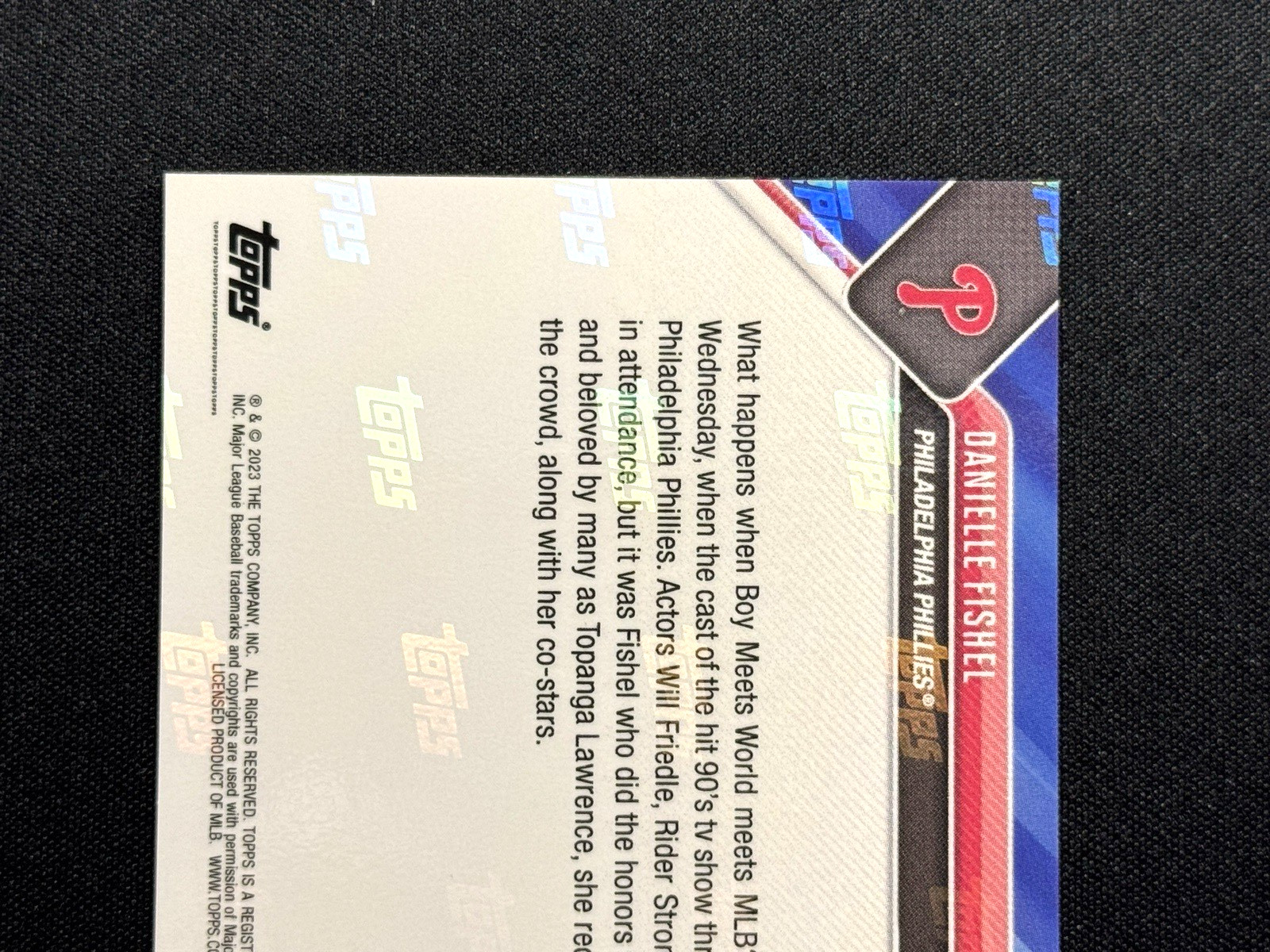 DANIELLE FISHEL 2023 TOPPS NOW First Pitch Philadelphia Phillies Boy Meets World