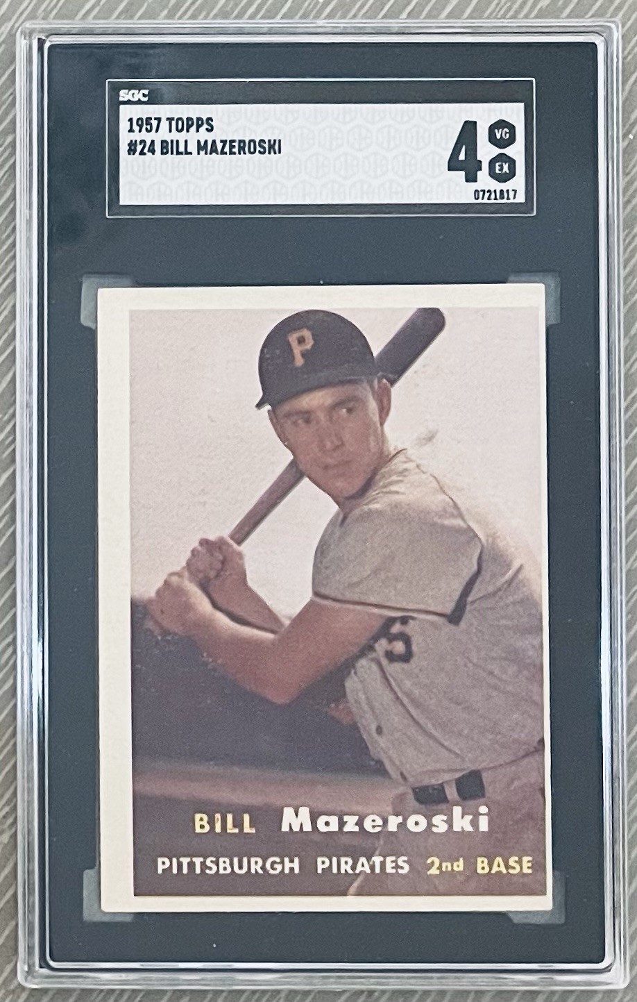 1957 TOPPS ROOKIE BILL MAZEROSKI #24 SGC AUTHENTICATED VG/EXCELLENT UNDER GRADED