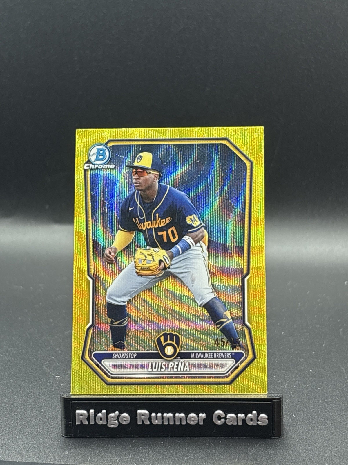 2026 Bowman Chrome LUIS PENA Yellow Wave Refractor #/75 #BCP-120 BREWERS