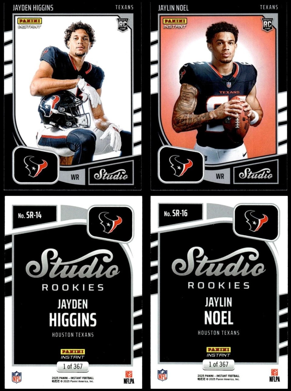 2025 Panini Instant Jayden Higgins/Jaylin Noel STUDIO ROOKIES 1/367 SP Texans RC