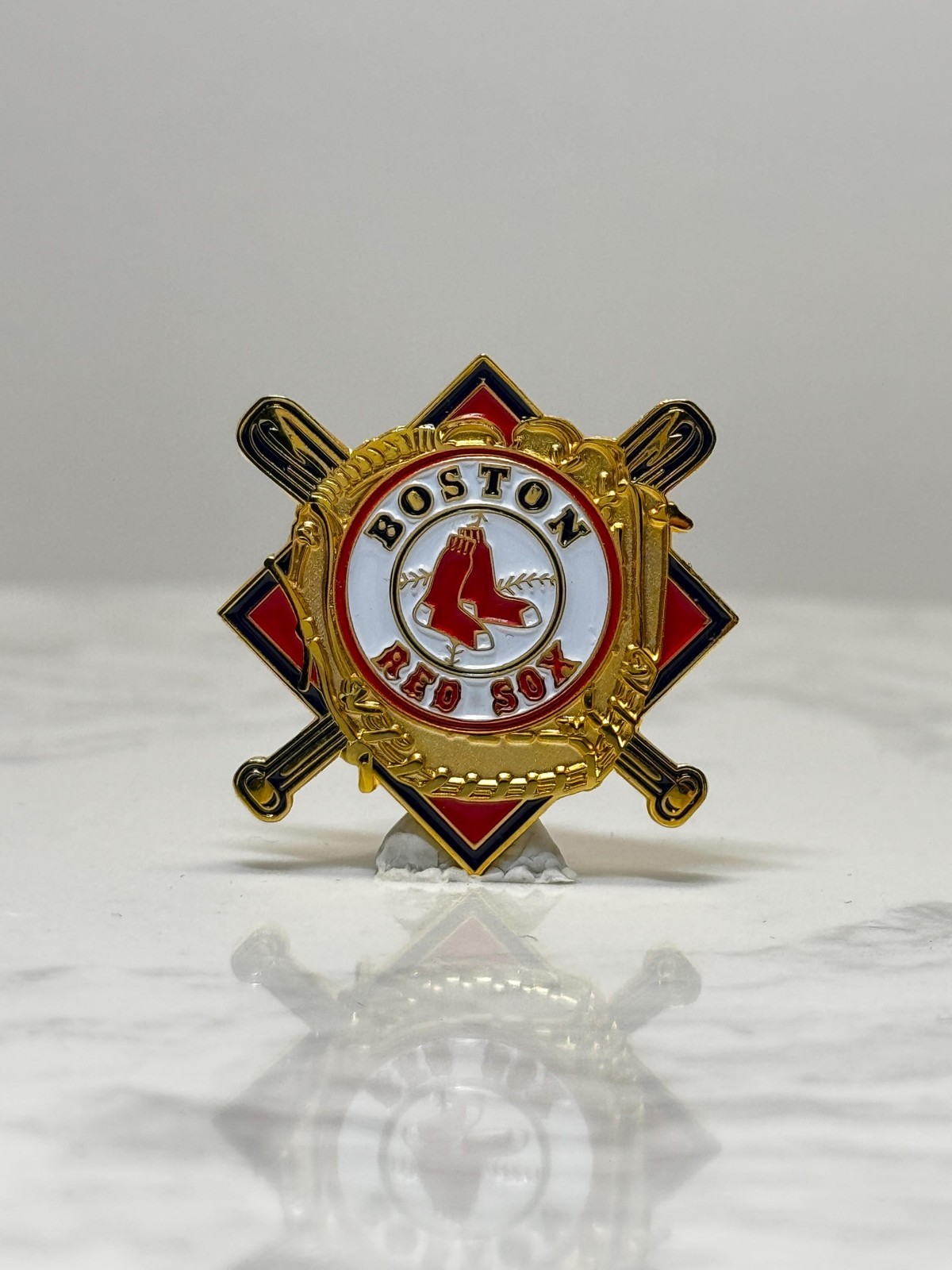 Boston Red Sox Baseball Pin: Red White Gold Enamel – MLB Sports Accessory