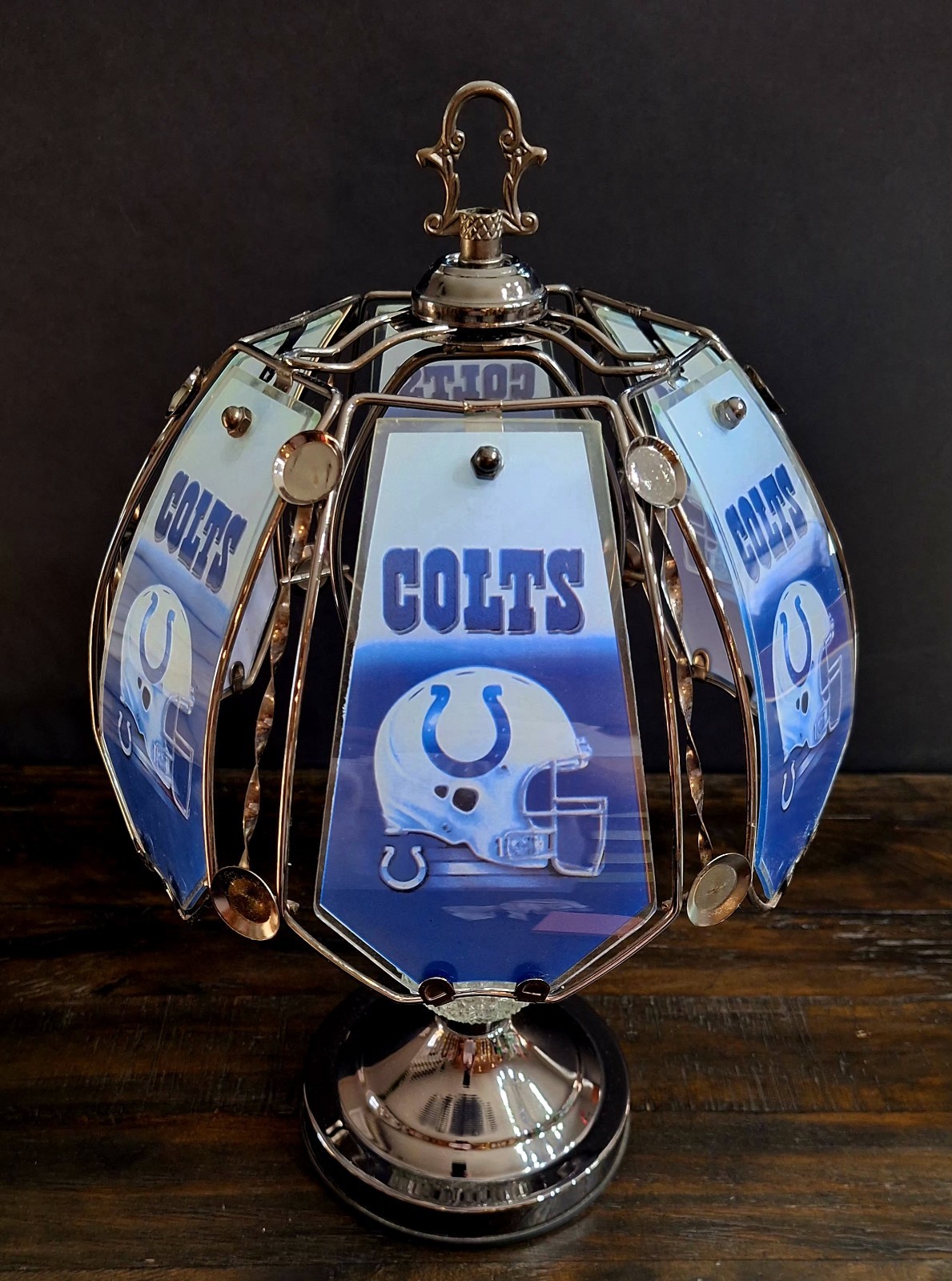16″ NFL INDIANAPOLIS COLTS TOUCH LAMP Glass/metal Panels – Man Cave/Bar/Football