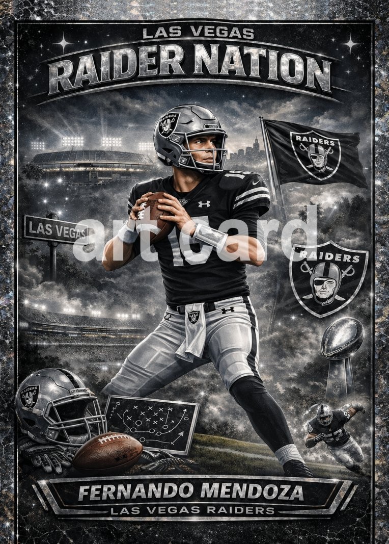 Fernando Mendoza Las Vegas Raiders Football Art Card