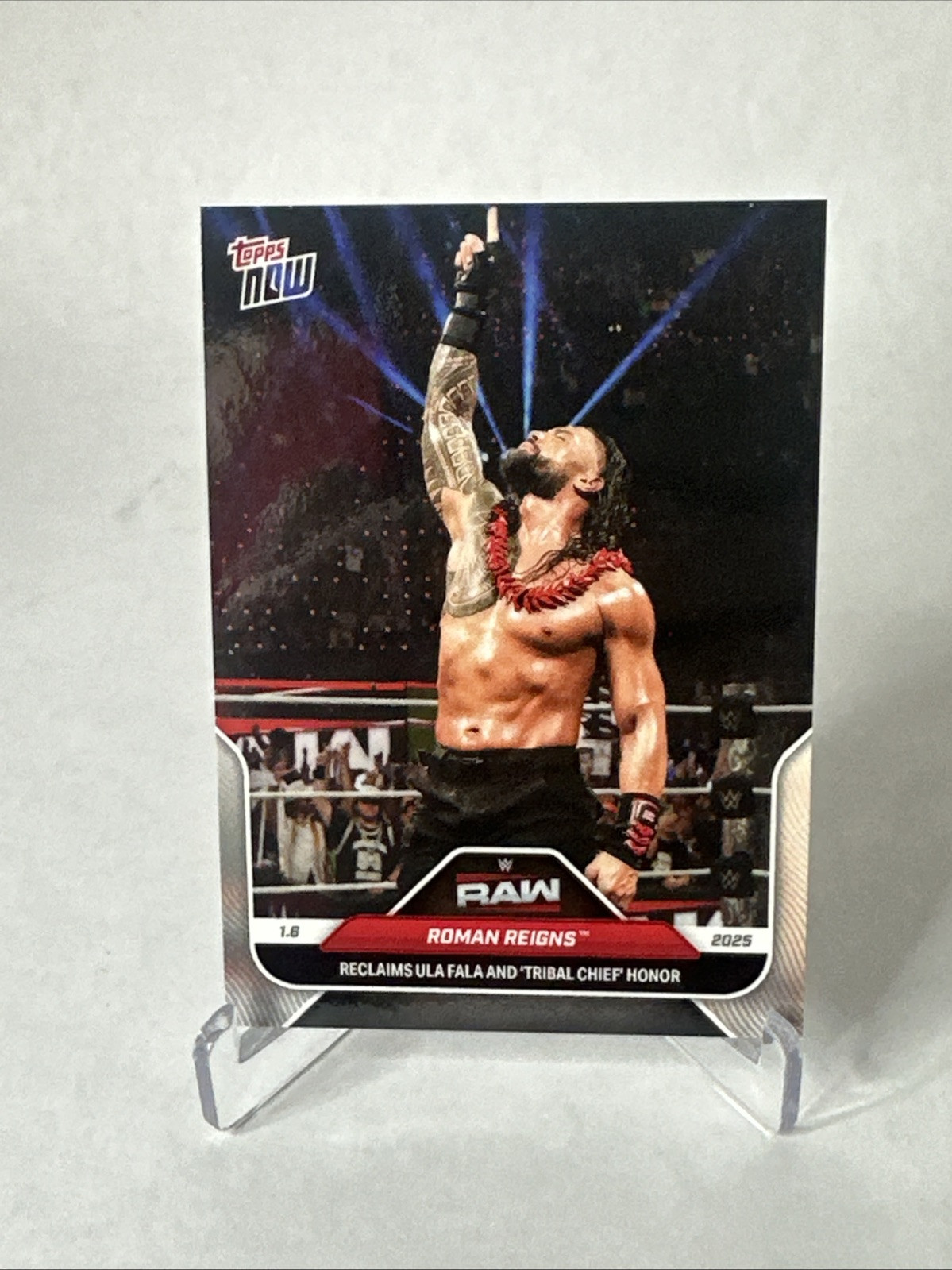 2025 Topps Now WWE #2 Roman Reigns RAW Netflix Debut Card