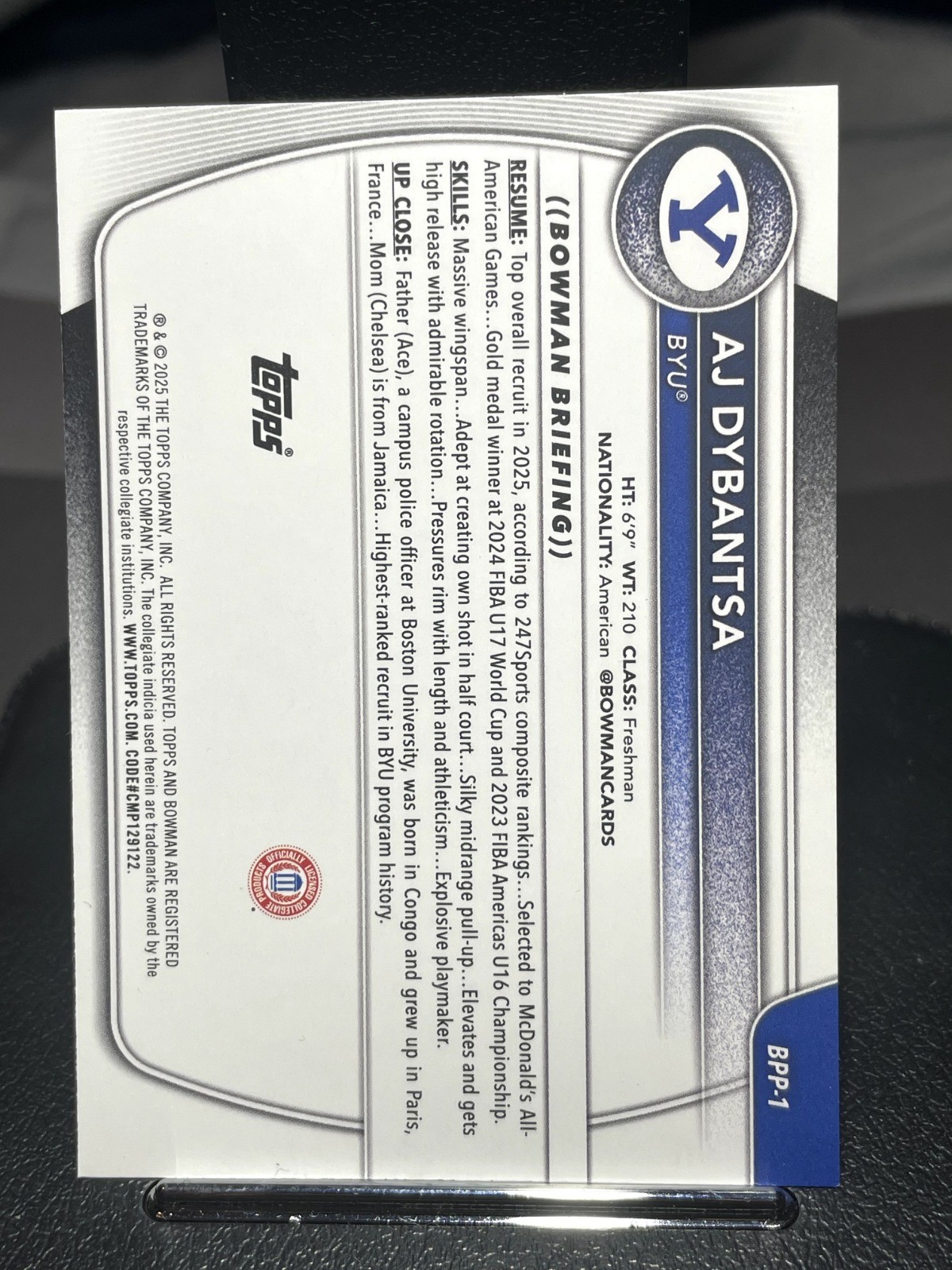 AJ DYBANTSA 2025-26 Topps Bowman BPP-1