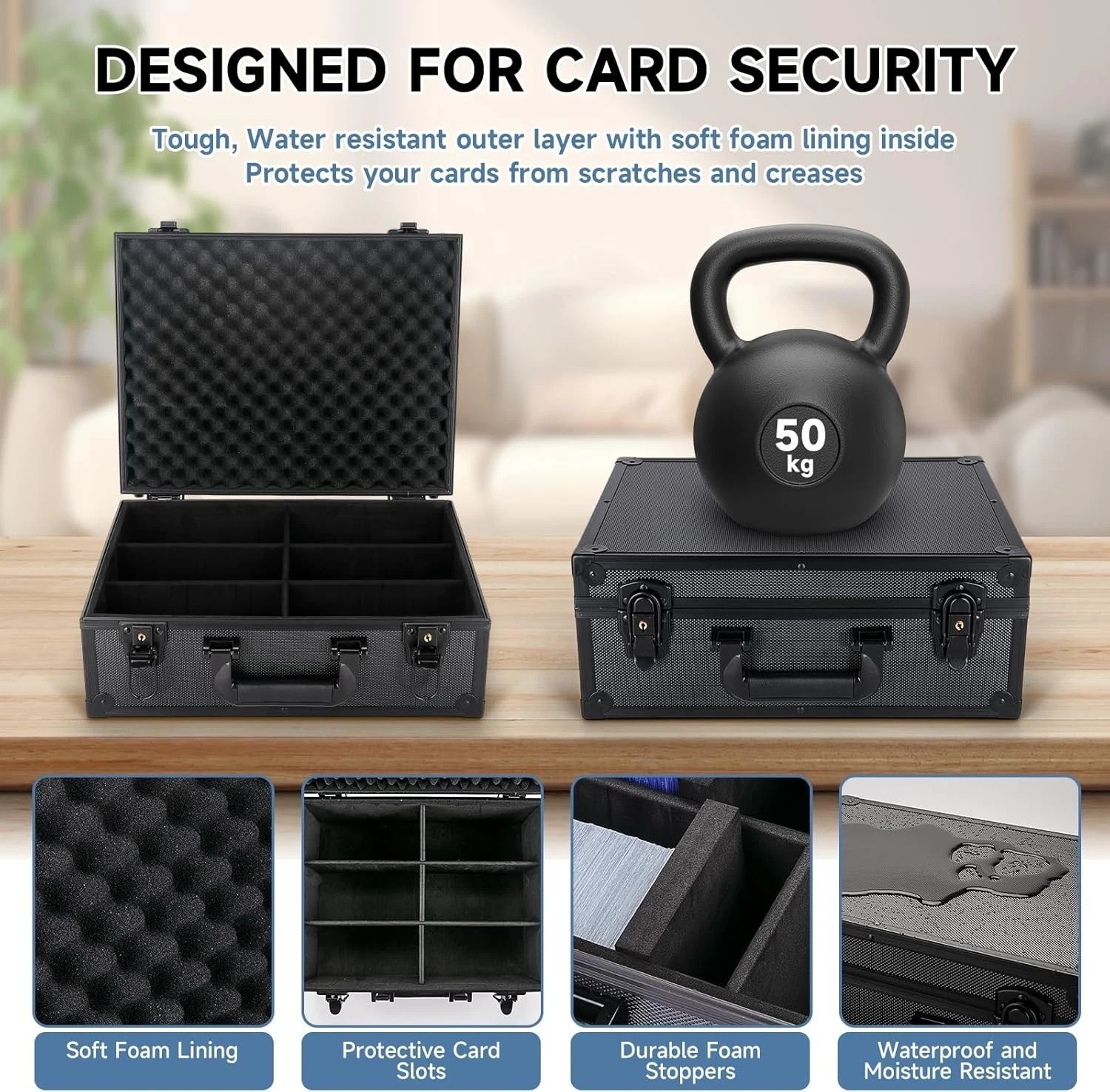 Large Capacity Trading Card Storage Box with Foam Stoppers//