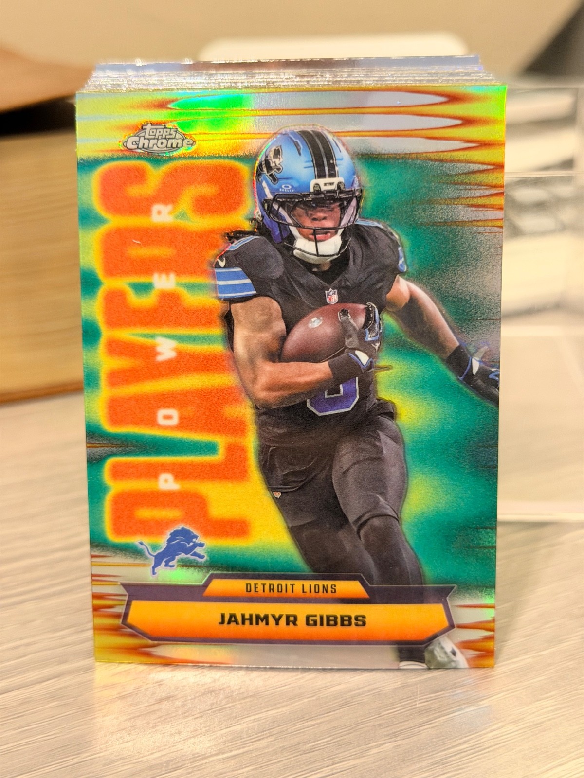 2025 Topps Chrome Power Players Refractor – Jahmyr Gibbs #PP-12
