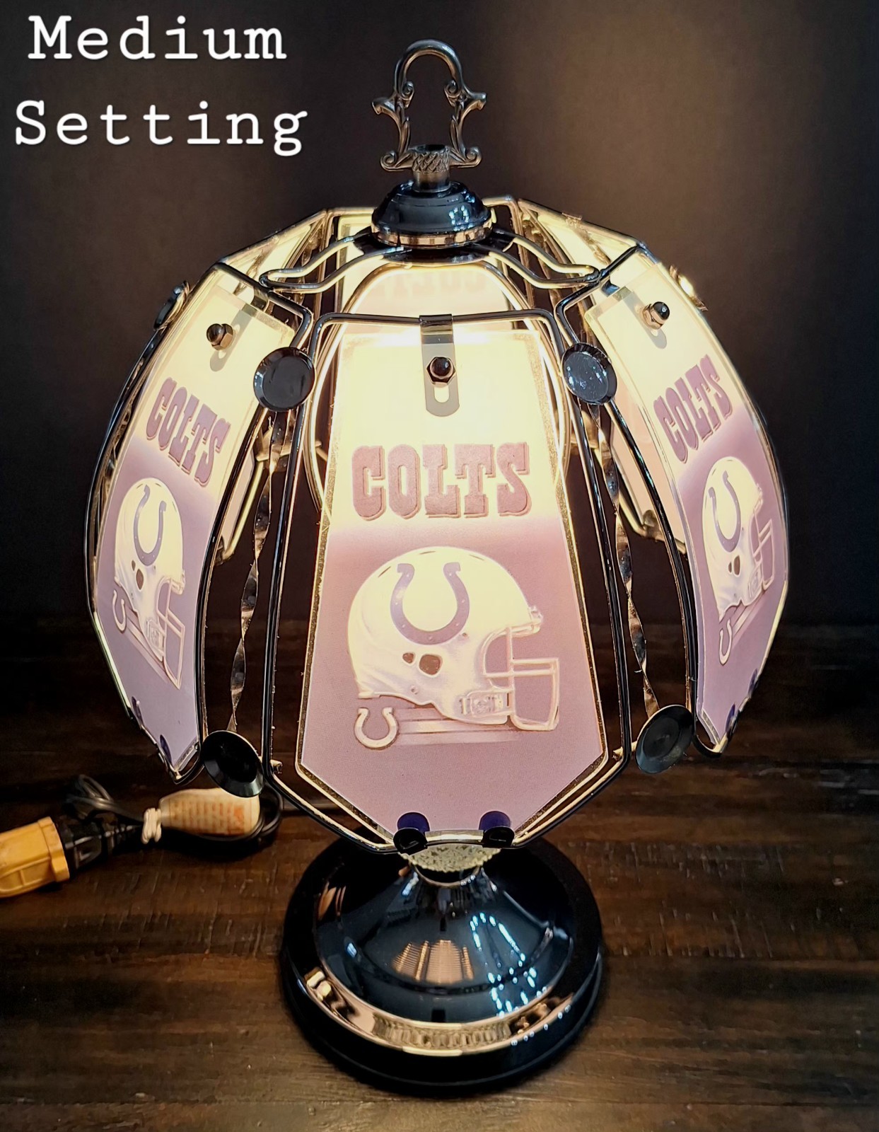 16″ NFL INDIANAPOLIS COLTS TOUCH LAMP Glass/metal Panels – Man Cave/Bar/Football