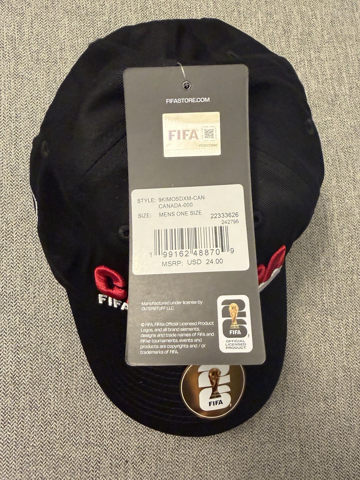 Outerstuff Canada FIFA World Cup 2026 Men’s Cap Black Red White Official