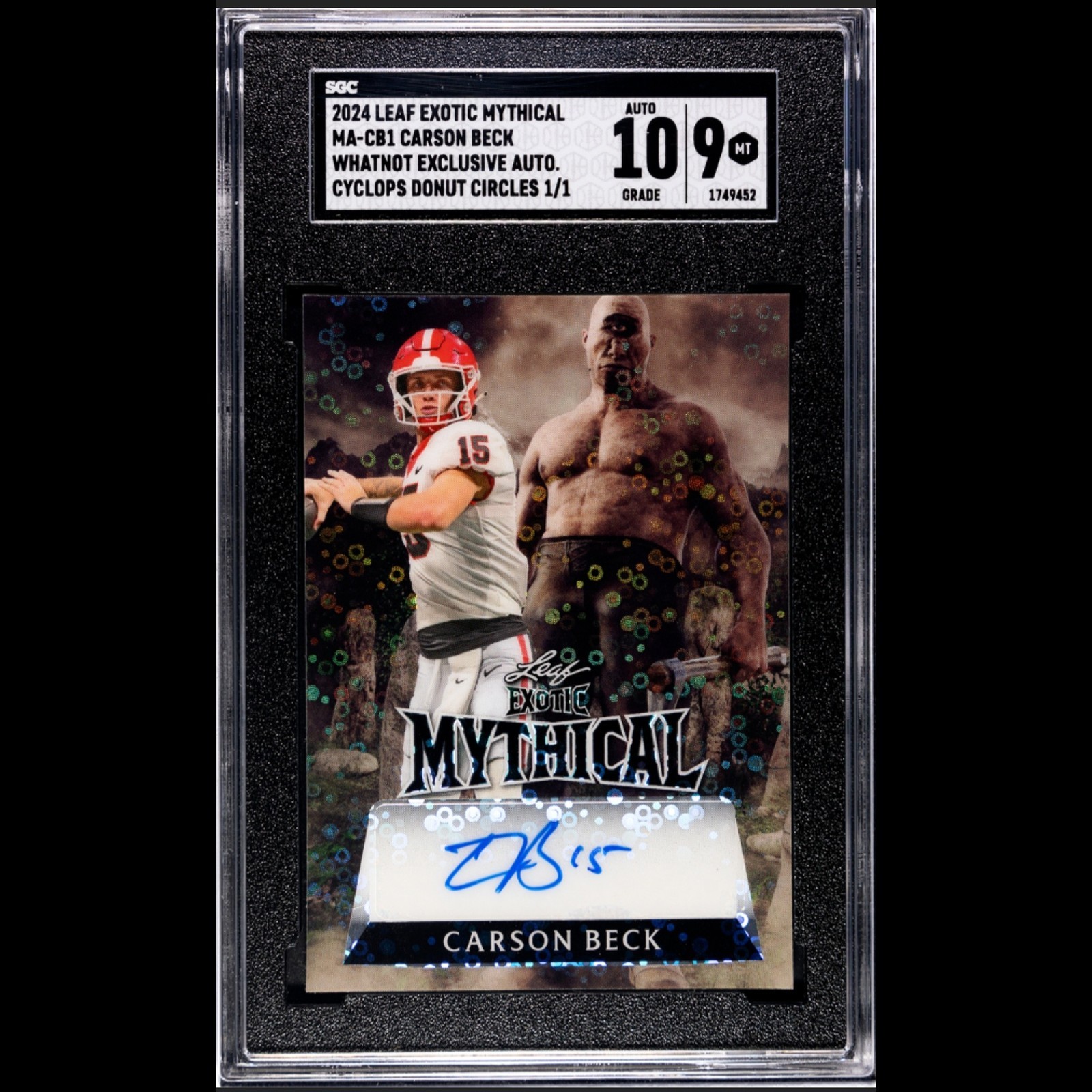 2024 Leaf Mythical WhatNot Exclusive Carson Beck 1/1 Auto Cyclops Donut Circles