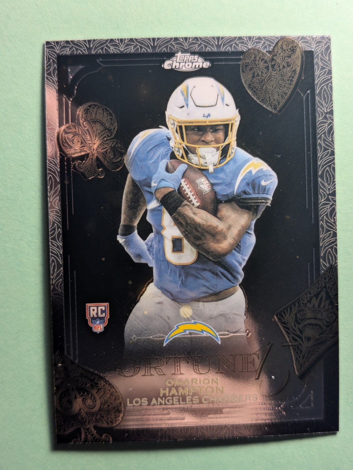 2025 TOPPS CHROME FOOTBALL OMARION HAMPTON FORTUNE 15 ROOKIE CARD F15-25